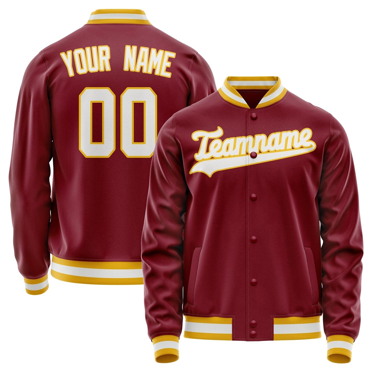 Custom Crimson White Solid Color Varsity Letterman Jacket JA02240617KZ534