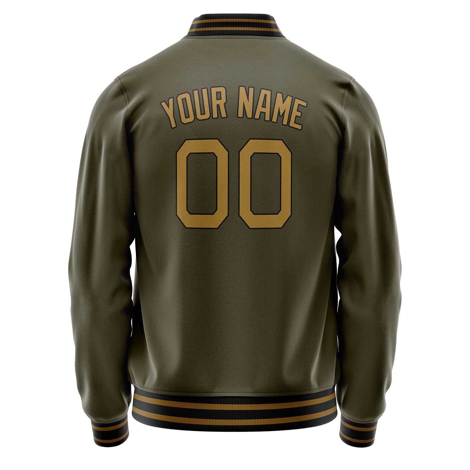 Custom Olive Brown Solid Color Varsity Letterman Jacket JA02240617LH298
