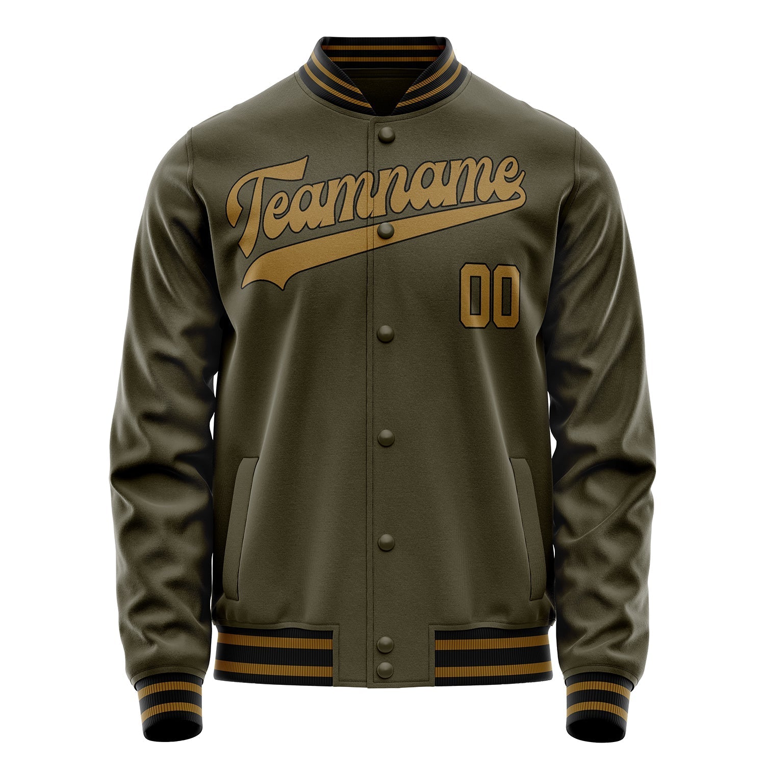 Custom Olive Brown Solid Color Varsity Letterman Jacket JA02240617LH298