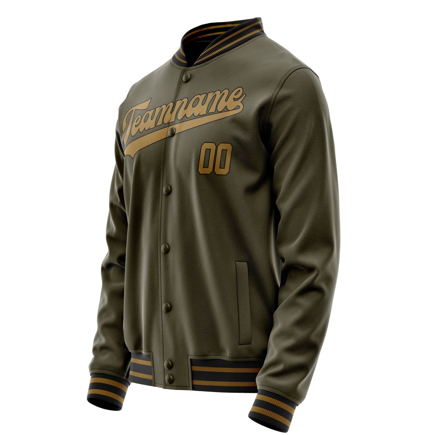 Custom Olive Brown Solid Color Varsity Letterman Jacket JA02240617LH298