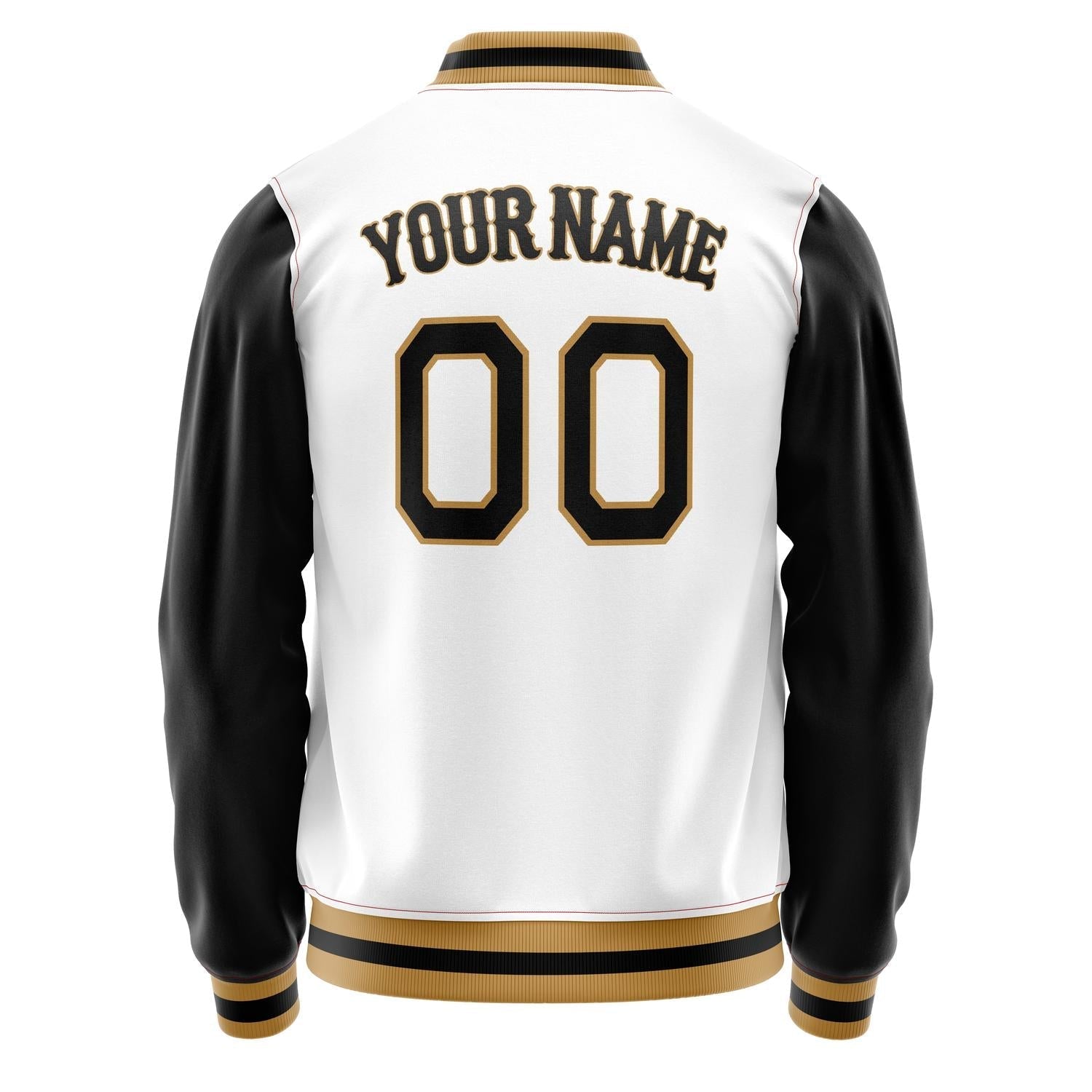 Custom White Black Solid Color Varsity Letterman Jacket JA02240617LH448