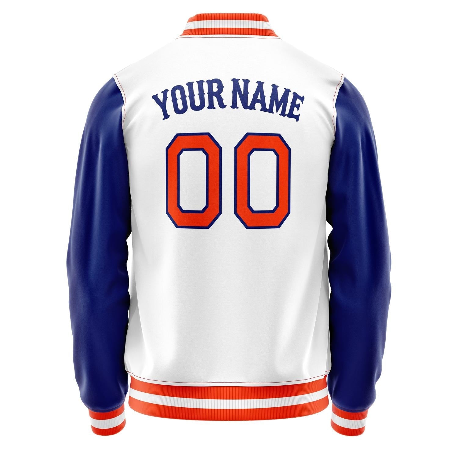 Custom White Royal Solid Color Varsity Letterman Jacket JA02240617LH449