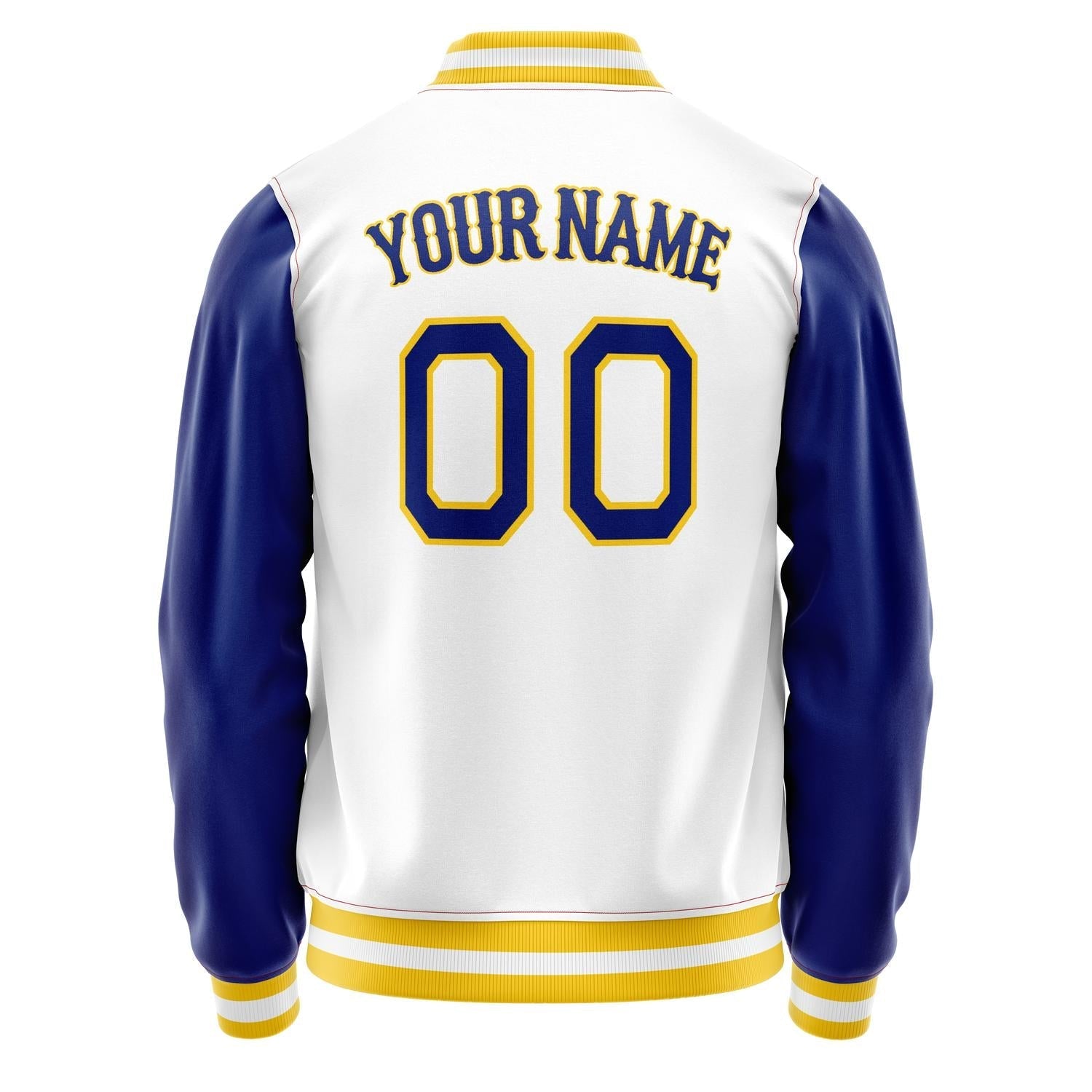 Custom White Royal Solid Color Varsity Letterman Jacket JA02240617LH451
