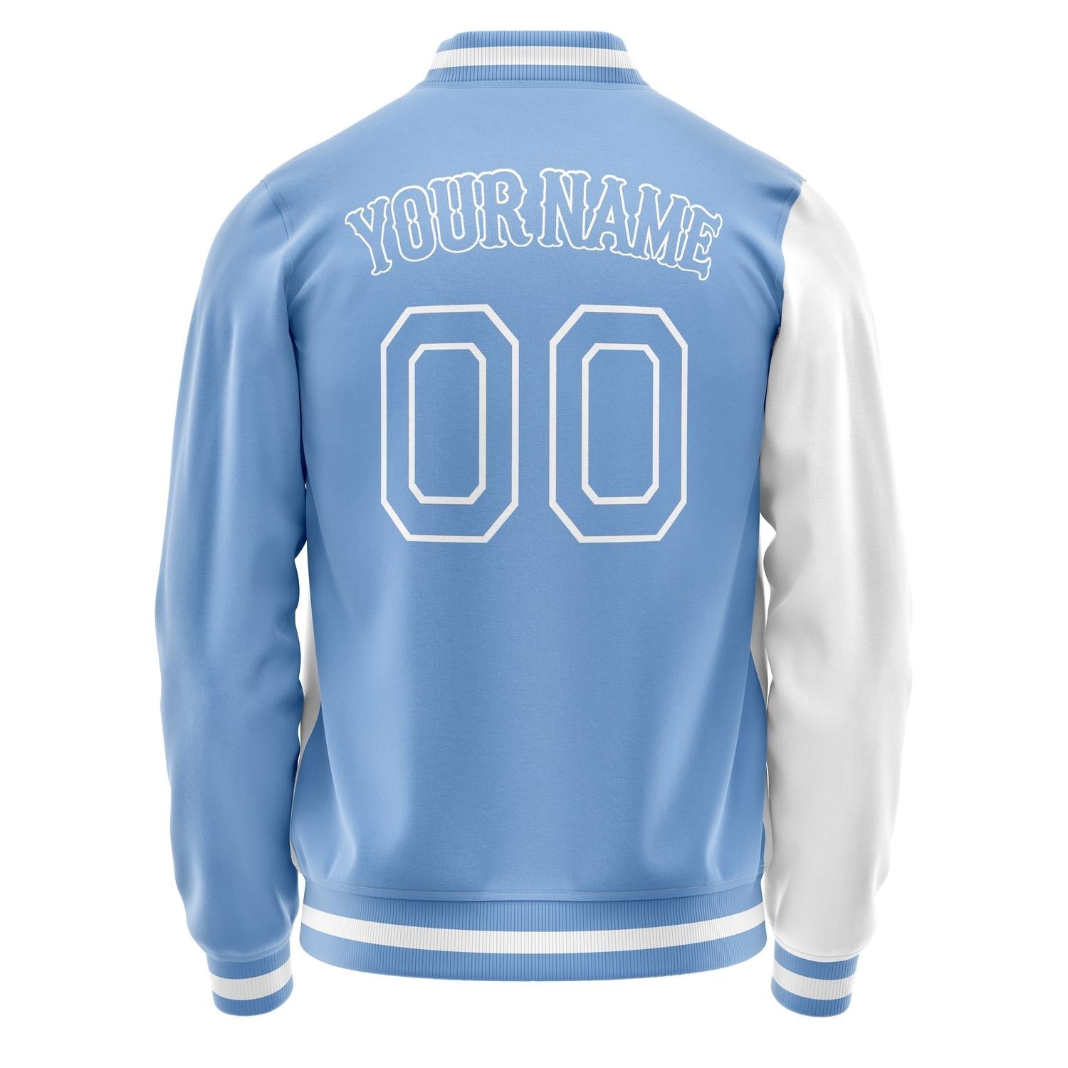 Custom White Light-Blue Split Varsity Letterman Jacket JA02240617LH454