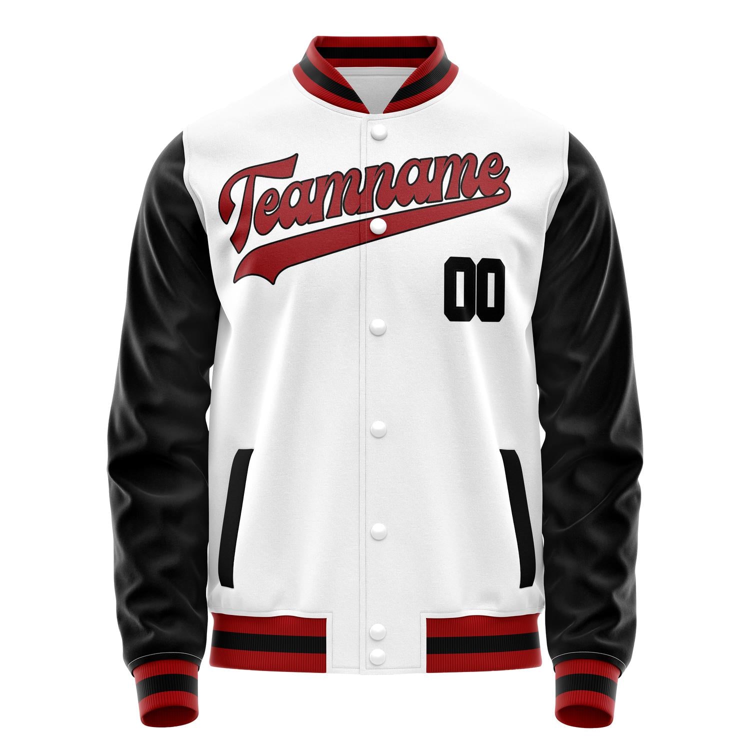 Custom White Black Solid Color Varsity Letterman Jacket JA02240617LH461
