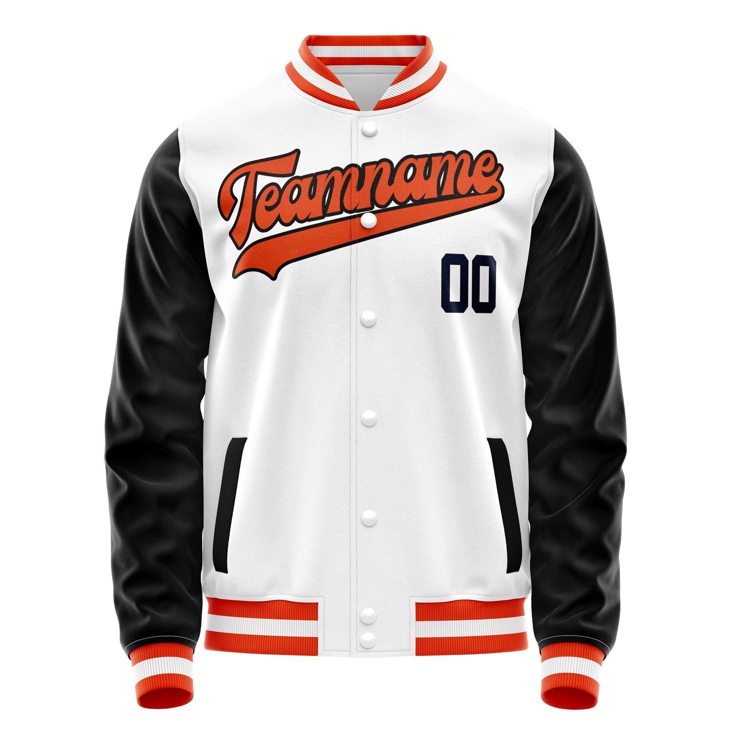 Custom White Black Solid Color Varsity Letterman Jacket JA02240617LH463