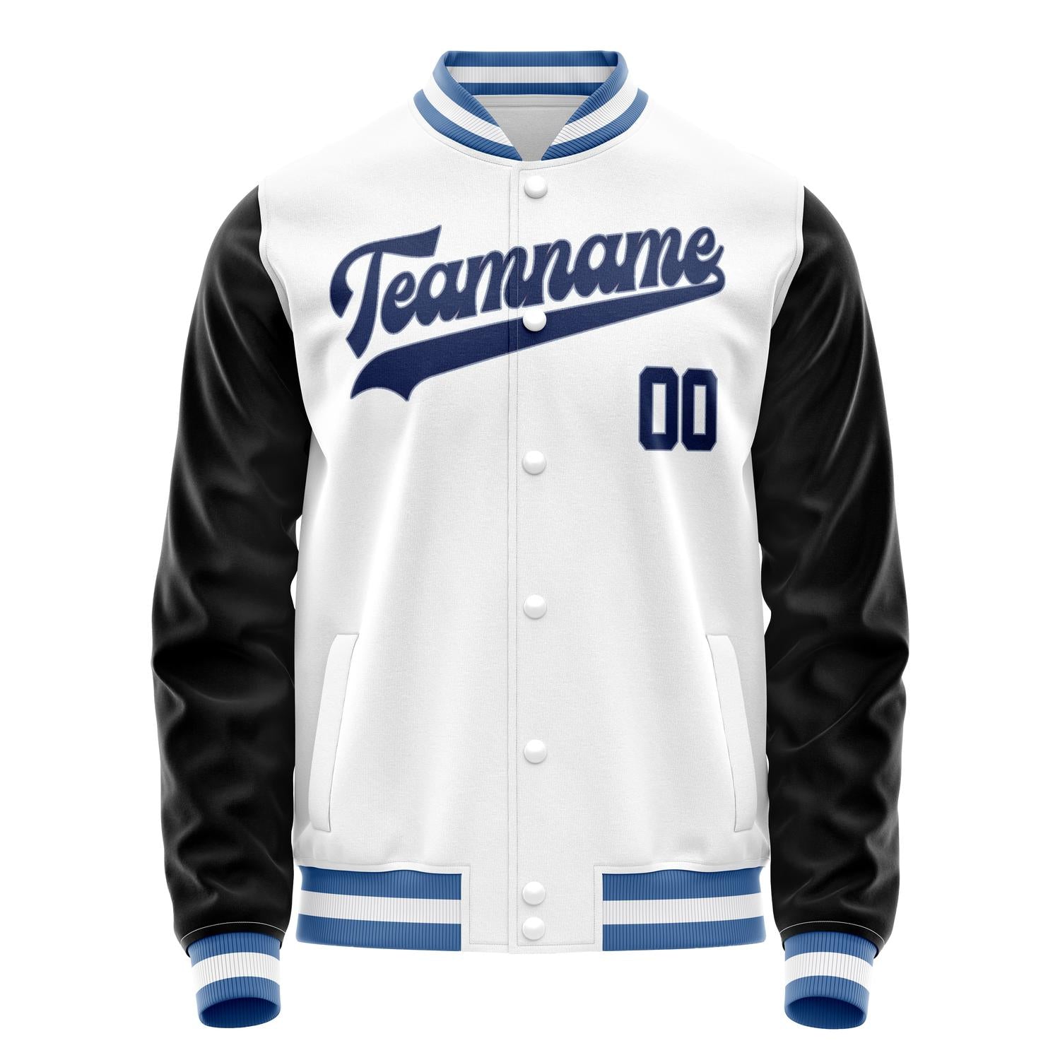 Custom White Black Solid Color Varsity Letterman Jacket JA02240617LH465
