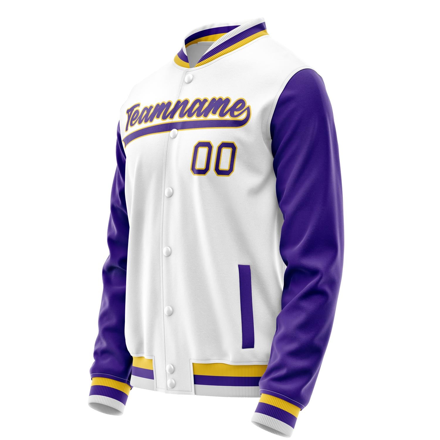 Custom White Purple Solid Color Varsity Letterman Jacket JA02240617LH472