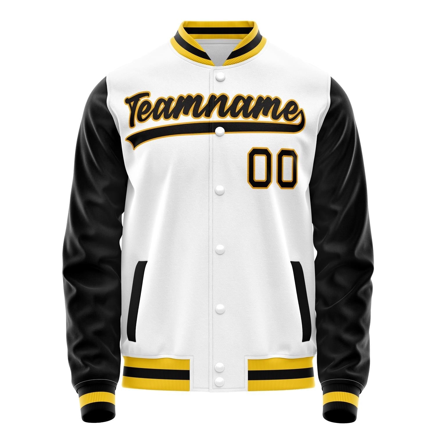 Custom White Black Solid Color Varsity Letterman Jacket JA02240617LH475