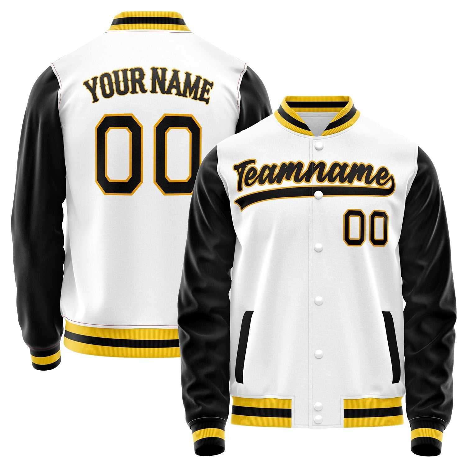 Custom White Black Solid Color Varsity Letterman Jacket JA02240617LH475