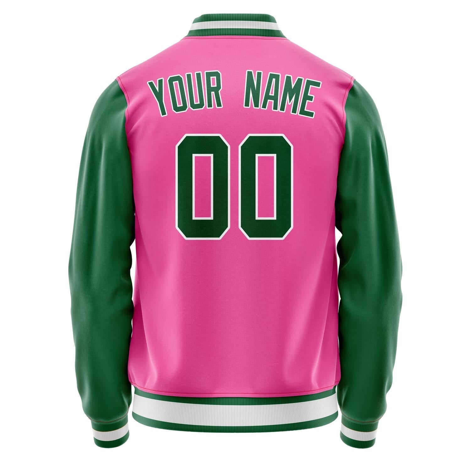 Custom Pink Kelly-Green Solid Color Varsity Letterman Jacket JA02240617SH298
