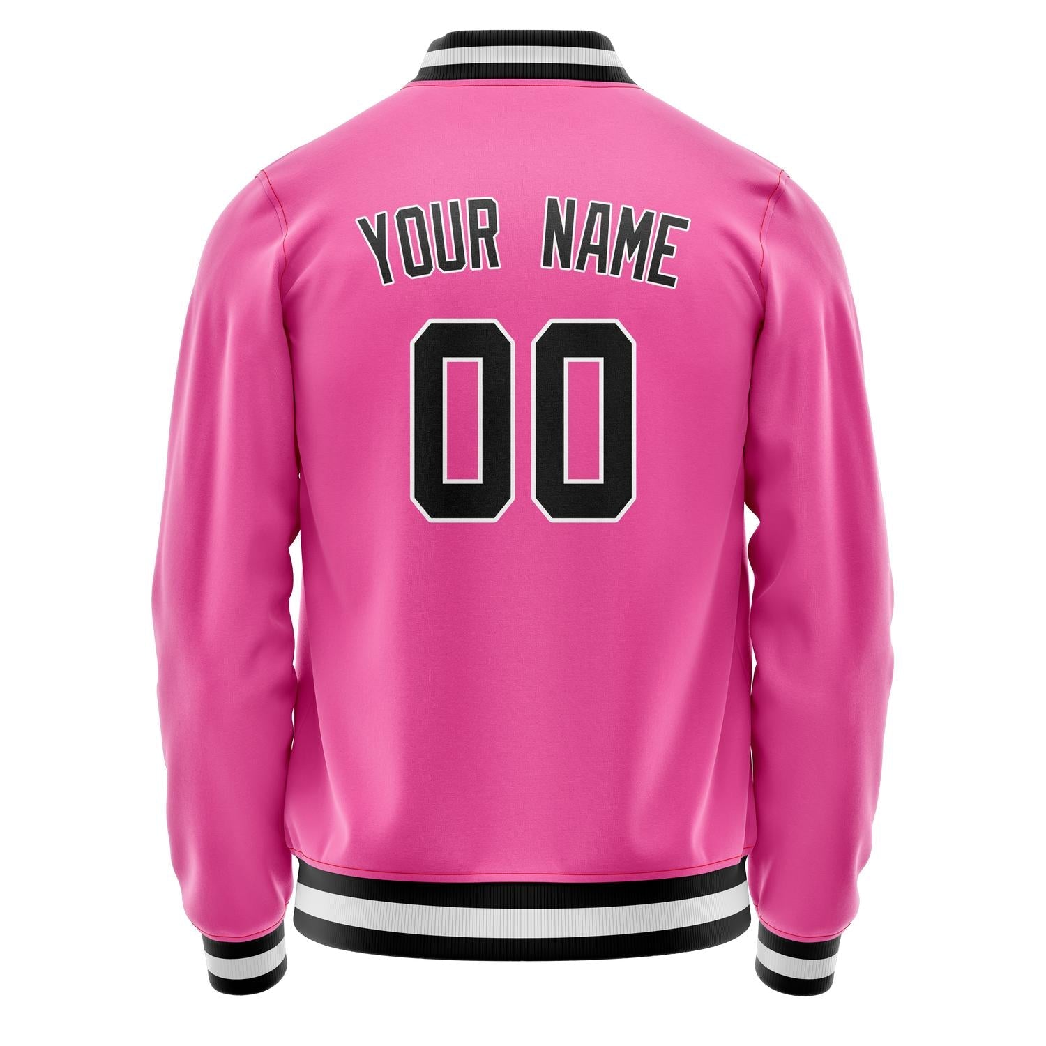 Custom Pink Black Solid Color Varsity Letterman Jacket JA02240617SH300