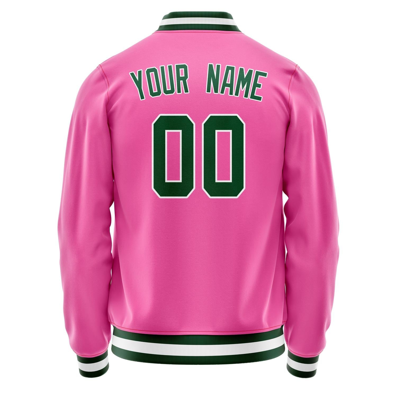 Custom Pink Kelly-Green Solid Color Varsity Letterman Jacket JA02240617SH301