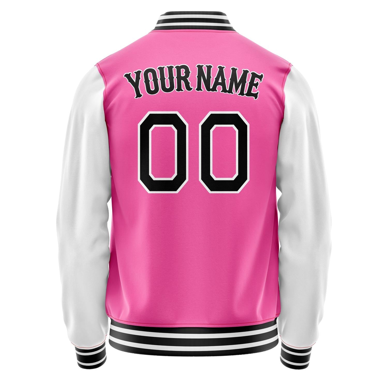 Custom Pink White Solid Color Varsity Letterman Jacket JA02240617SH304