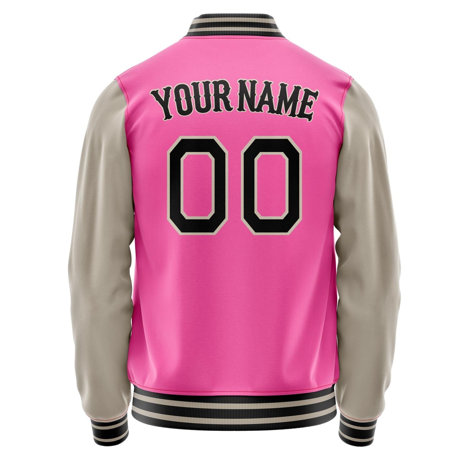 Custom Pink Cream Solid Color Varsity Letterman Jacket JA02240617SH305