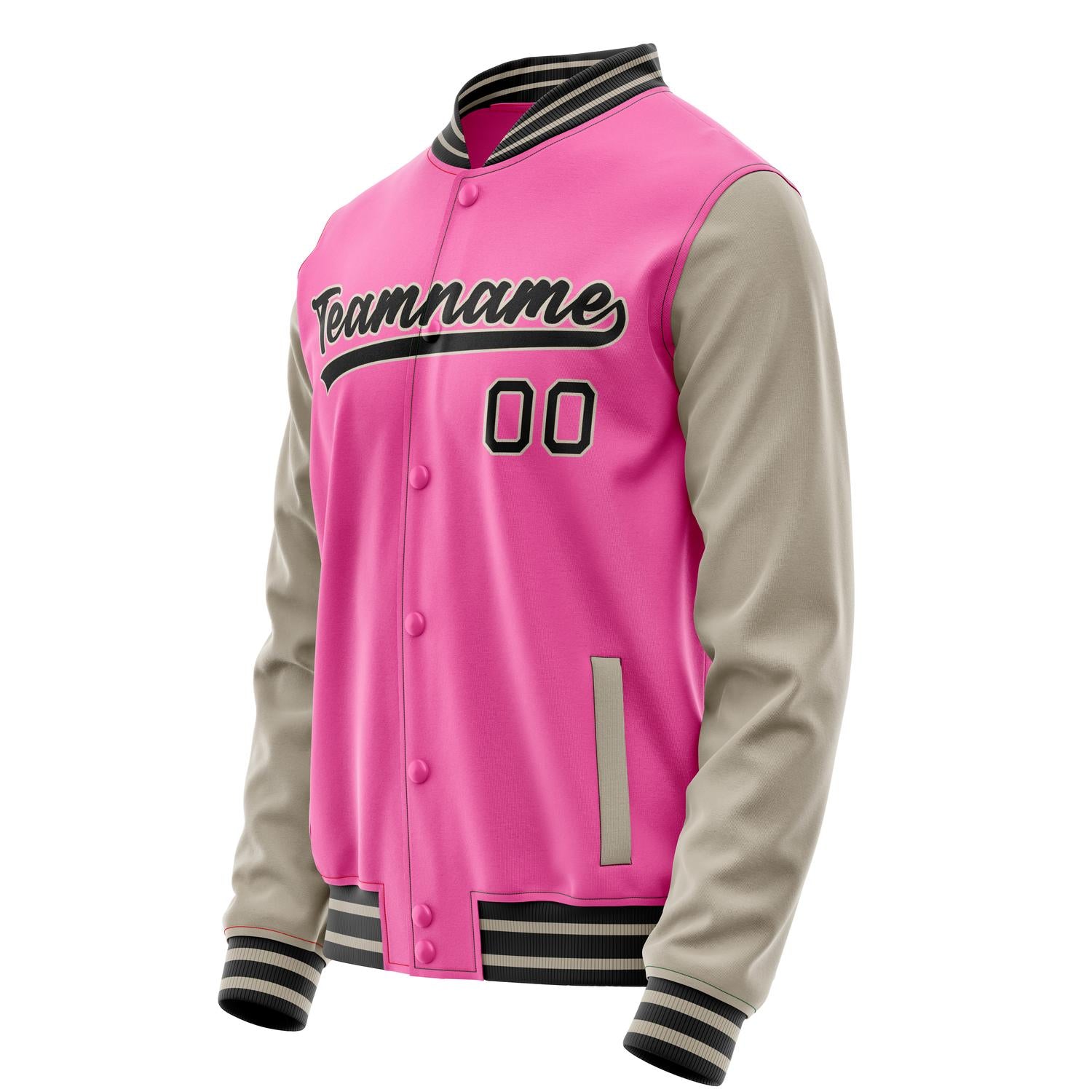 Custom Pink Cream Solid Color Varsity Letterman Jacket JA02240617SH305