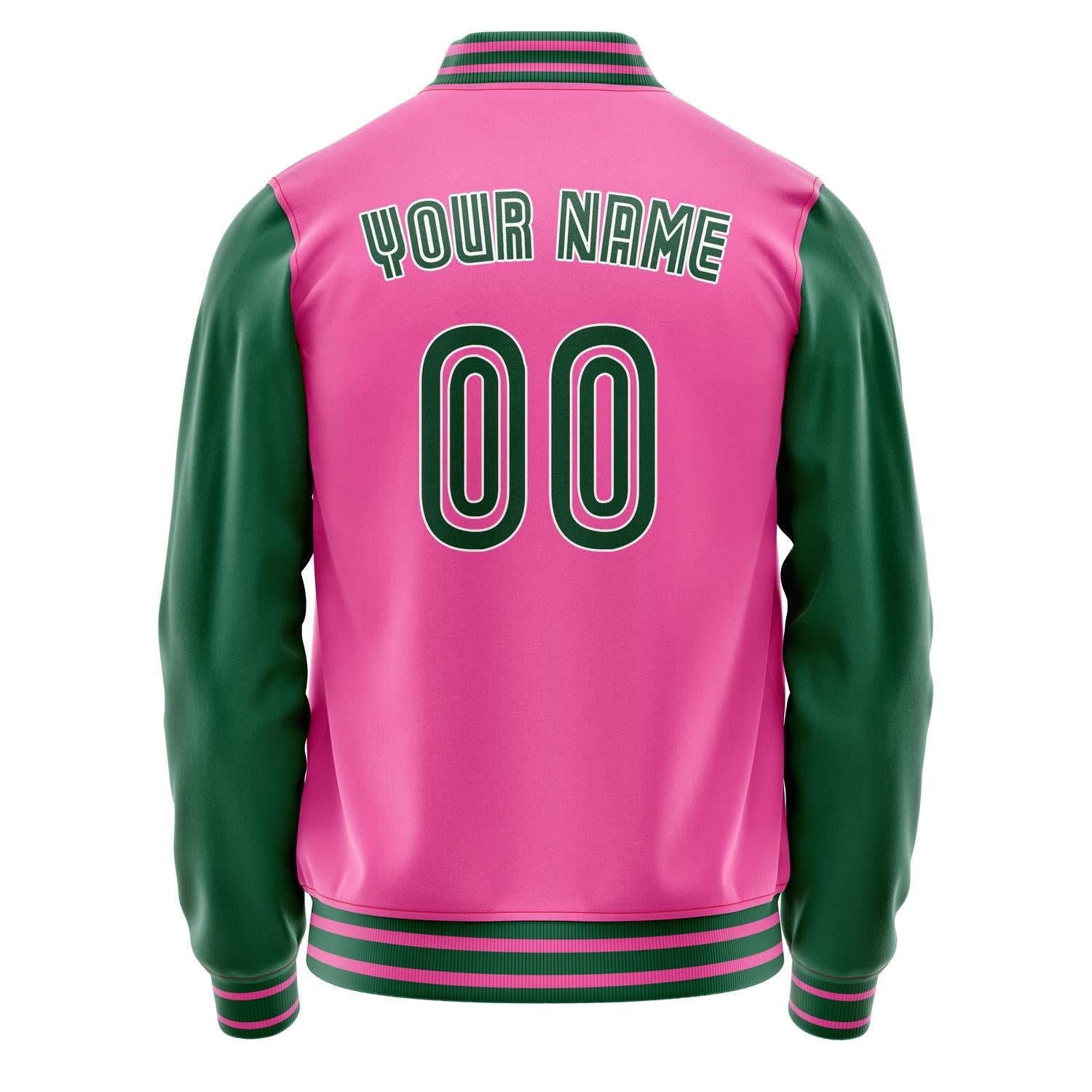 Custom Pink Kelly-Green Solid Color Varsity Letterman Jacket JA02240617SH306