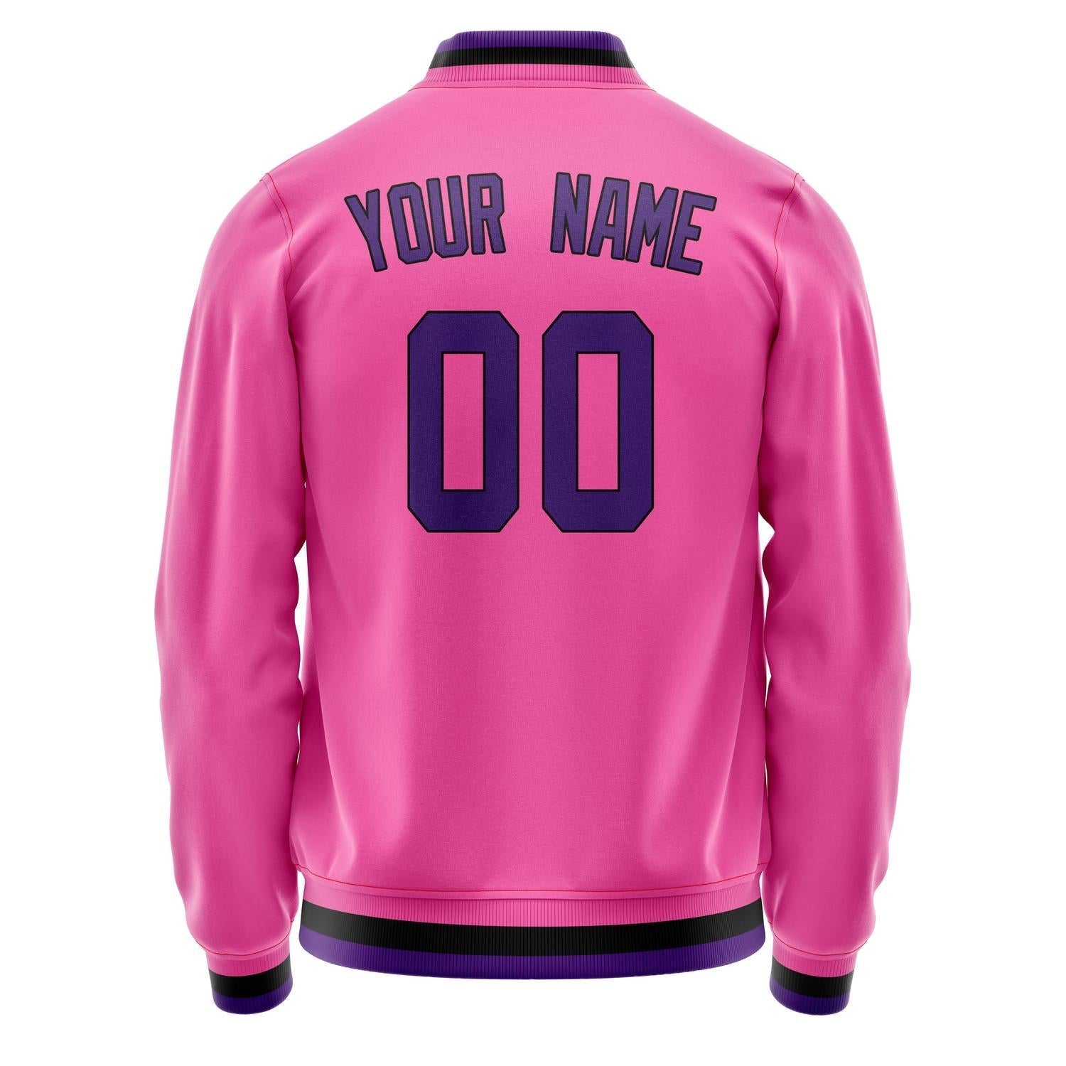 Custom Pink Purple Solid Color Varsity Letterman Jacket JA02240617SH307