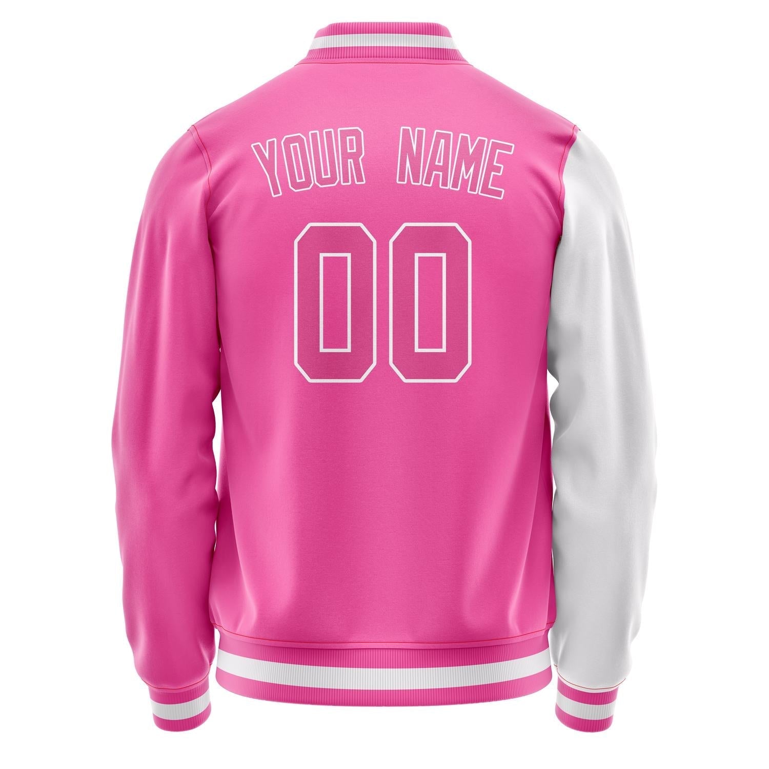 Custom Pink White Split Varsity Letterman Jacket JA02240617SH308