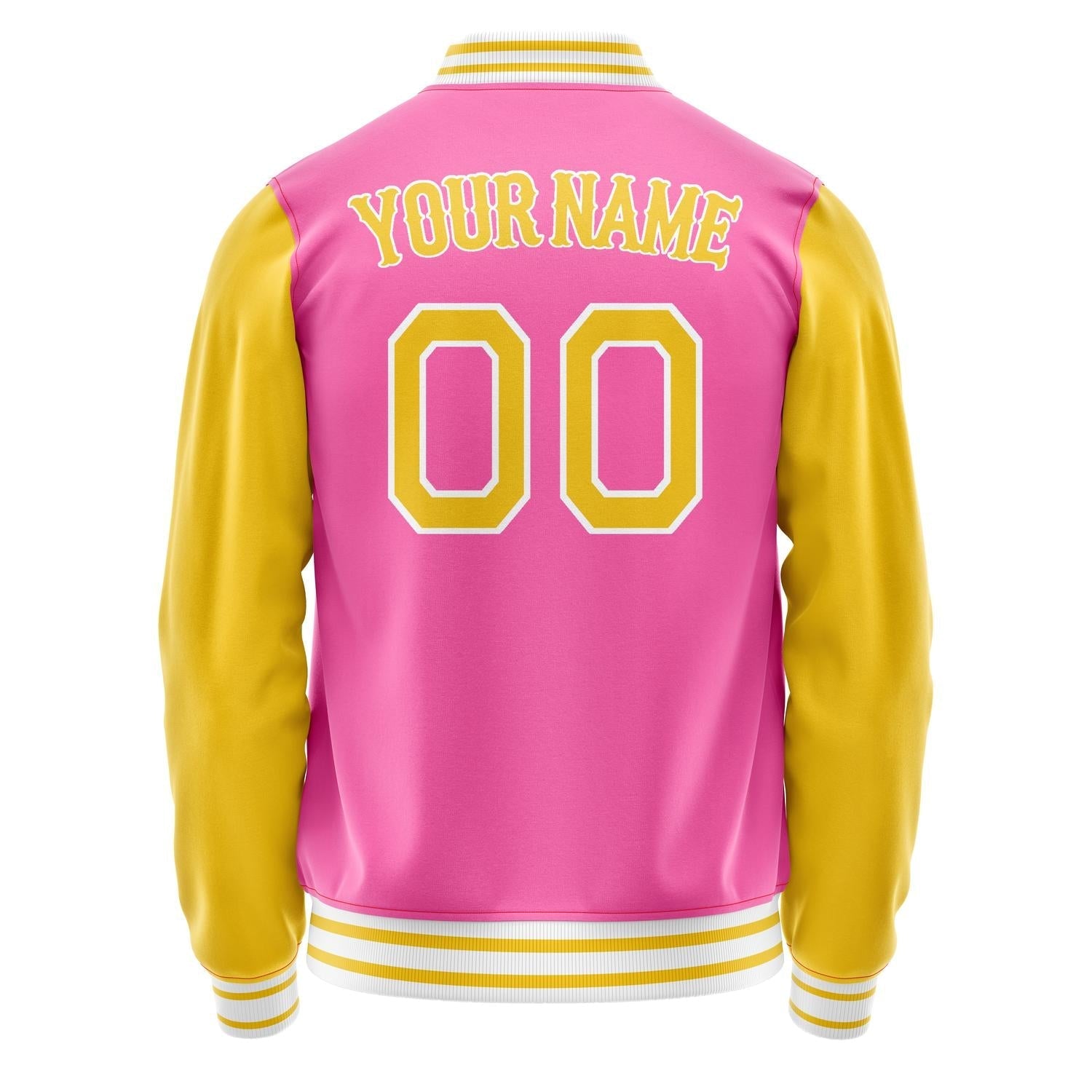 Custom Pink Gold Solid Color Varsity Letterman Jacket JA02240617SH310