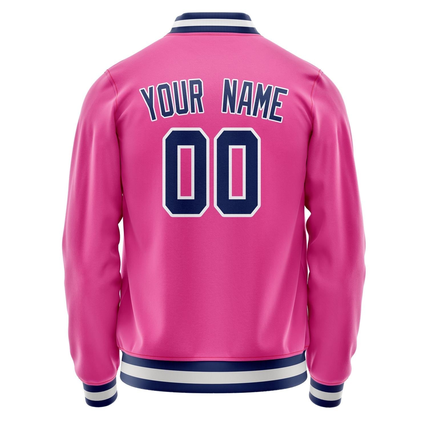 Custom Pink Navy Solid Color Varsity Letterman Jacket JA02240617SH315
