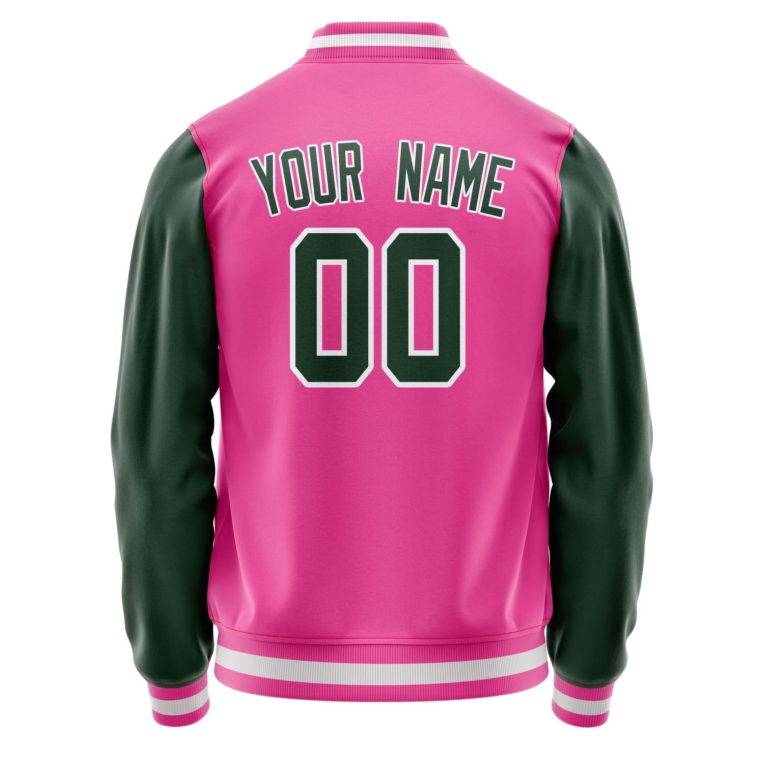 Custom Pink Kelly-Green Solid Color Varsity Letterman Jacket JA02240617SH316