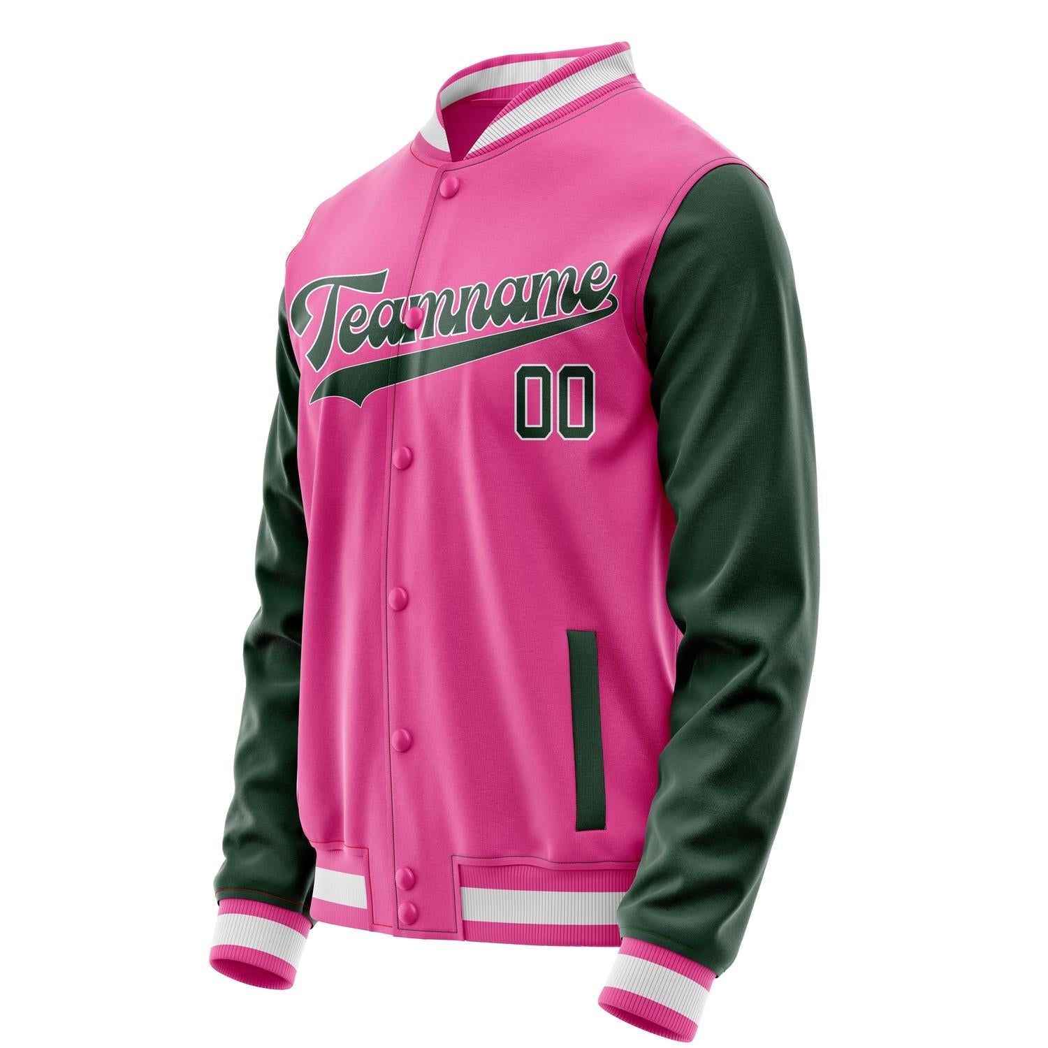 Custom Pink Kelly-Green Solid Color Varsity Letterman Jacket JA02240617SH316