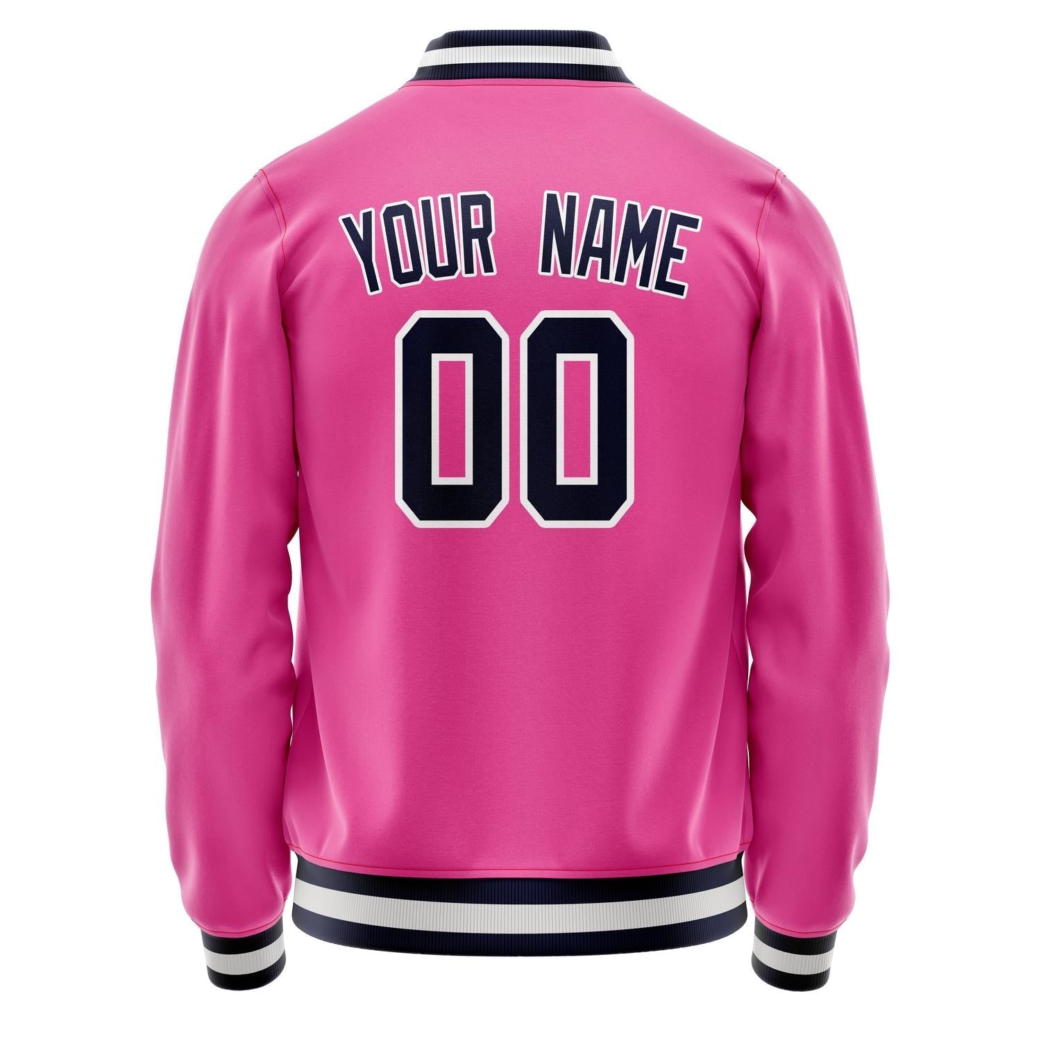 Custom Pink Black Solid Color Varsity Letterman Jacket JA02240617SH318