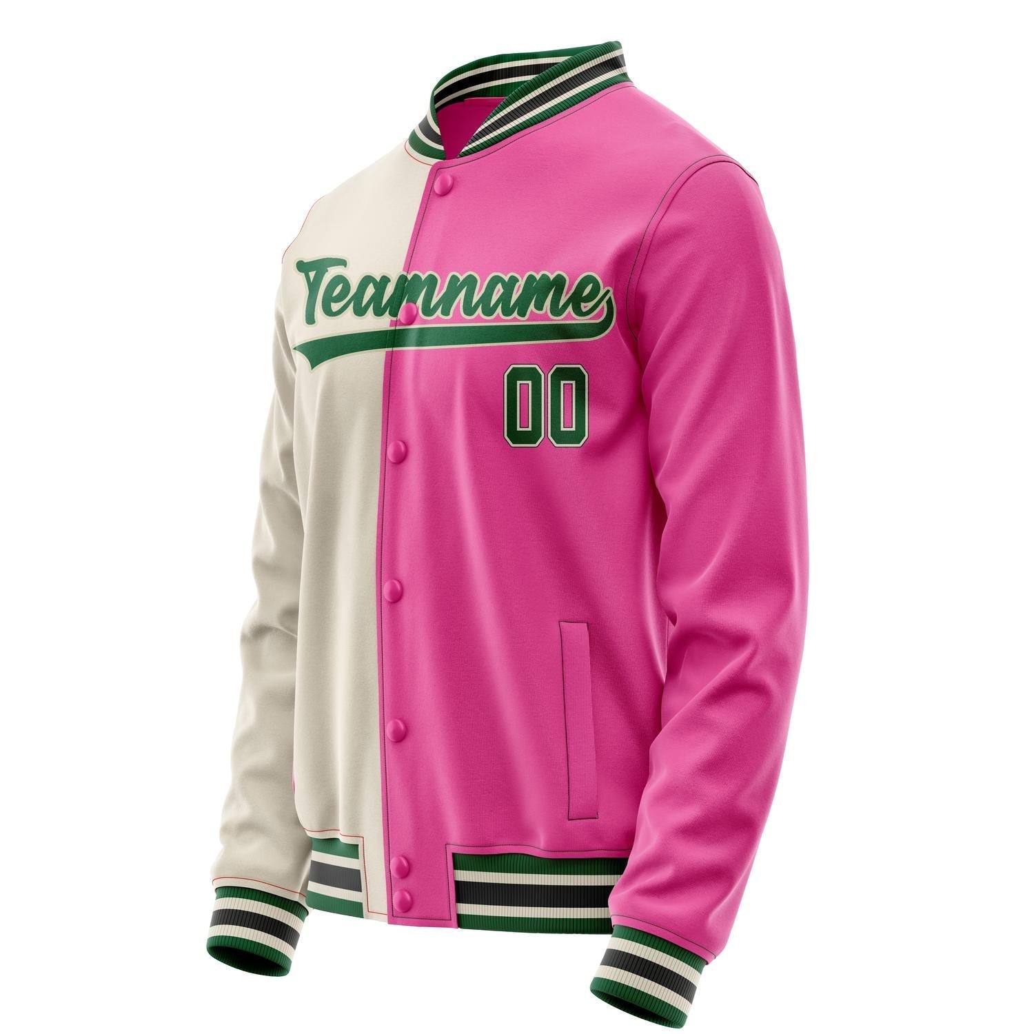 Custom Pink Cream Split Varsity Letterman Jacket JA02240617SH319