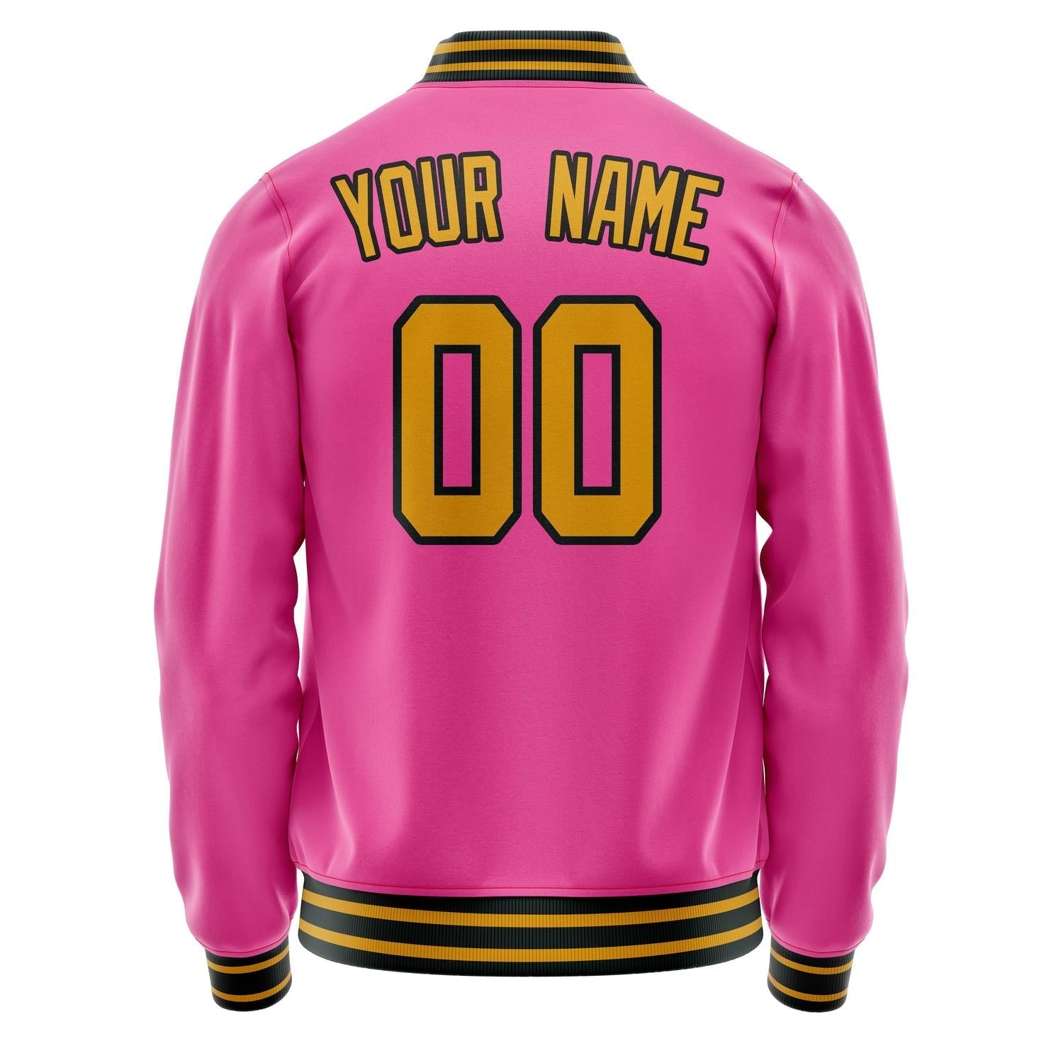 Custom Pink Old-Gold Solid Color Varsity Letterman Jacket JA02240617SH321
