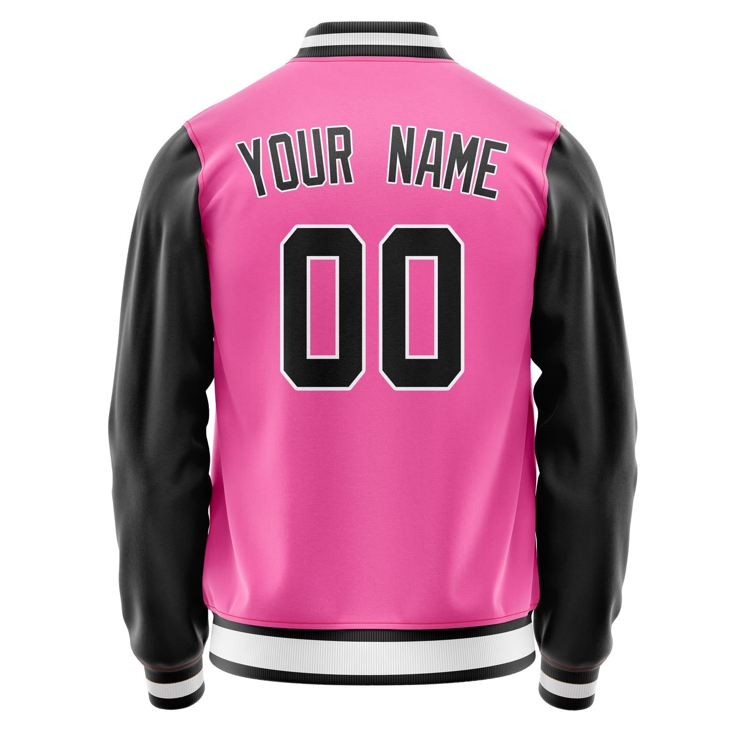 Custom Pink Black Solid Color Varsity Letterman Jacket JA02240617SH323