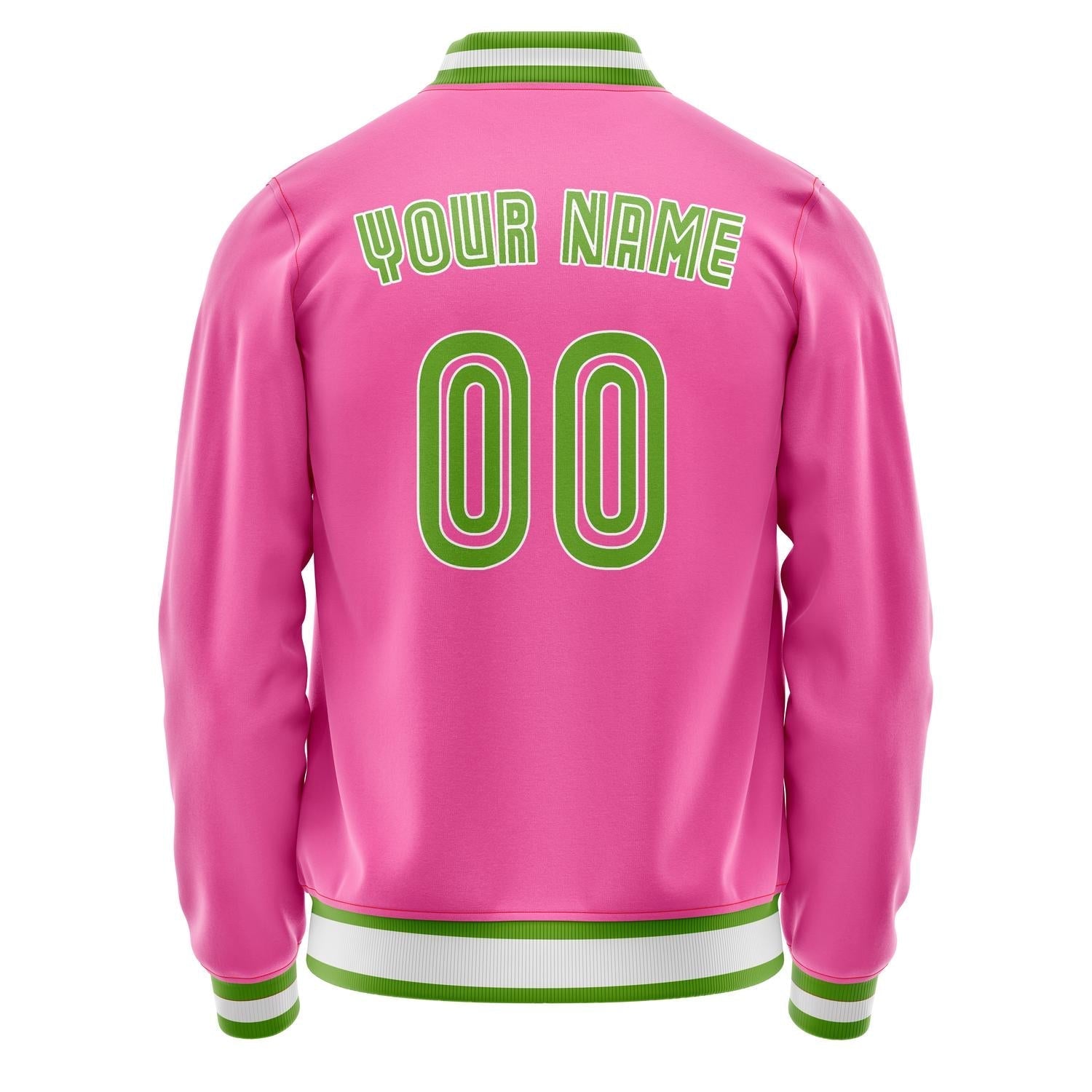 Custom Pink Neon-Green Solid Color Varsity Letterman Jacket JA02240617SH325