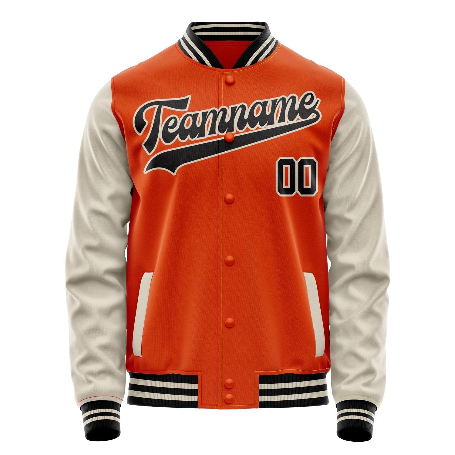 Custom Orange Cream Solid Color Varsity Letterman Jacket JA02240617XE348