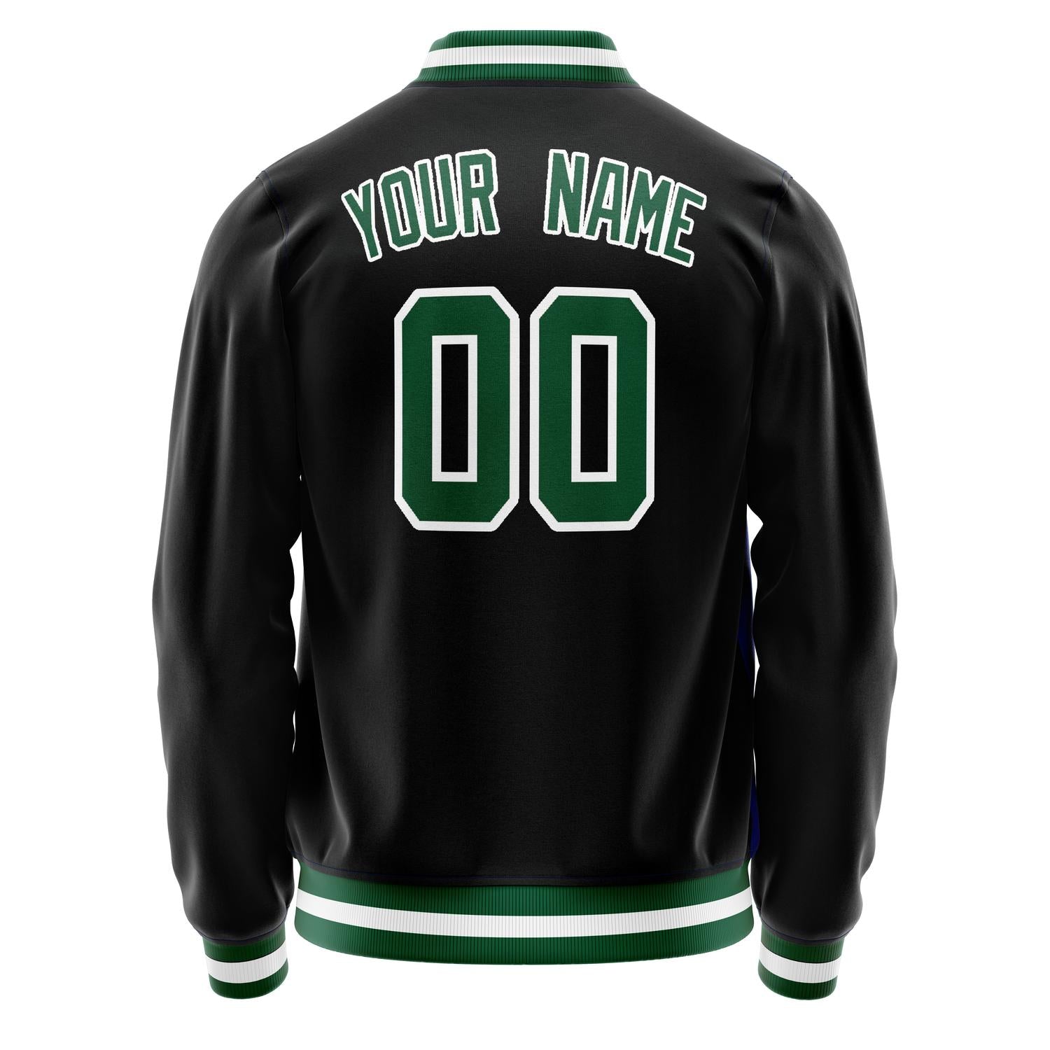 Custom Black Kelly-Green Solid Color Varsity Letterman Jacket JA02240617XF017