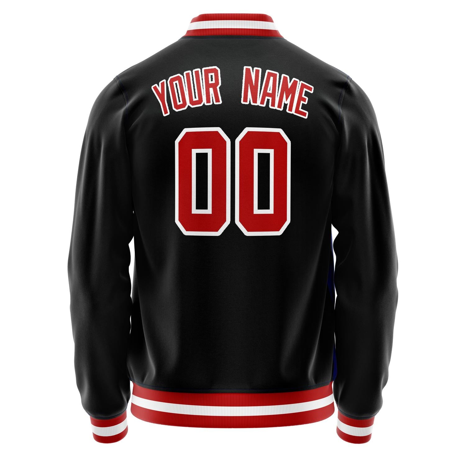 Custom Black Red Solid Color Varsity Letterman Jacket JA02240617XF022