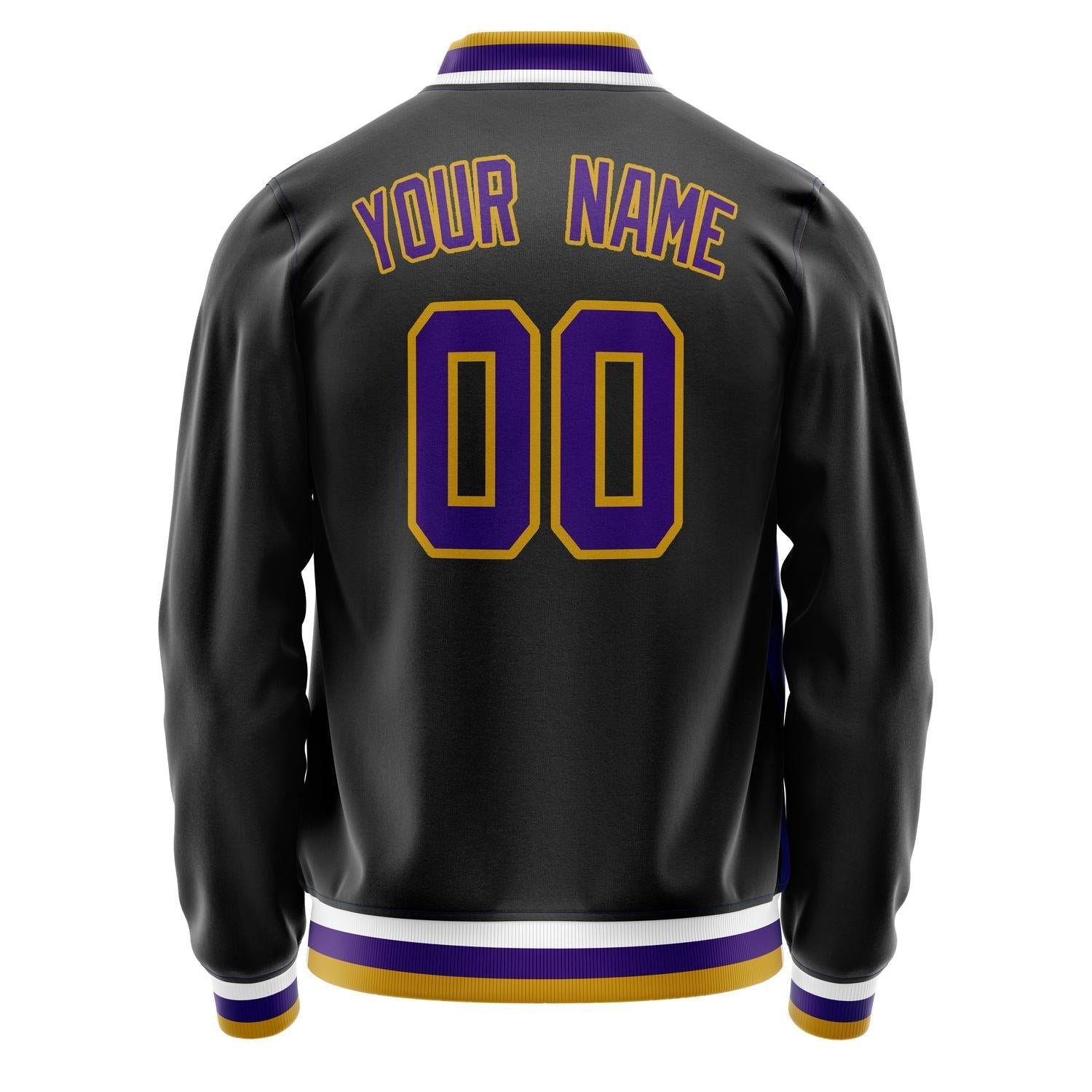 Custom Black Purple Solid Color Varsity Letterman Jacket JA02240617XF024