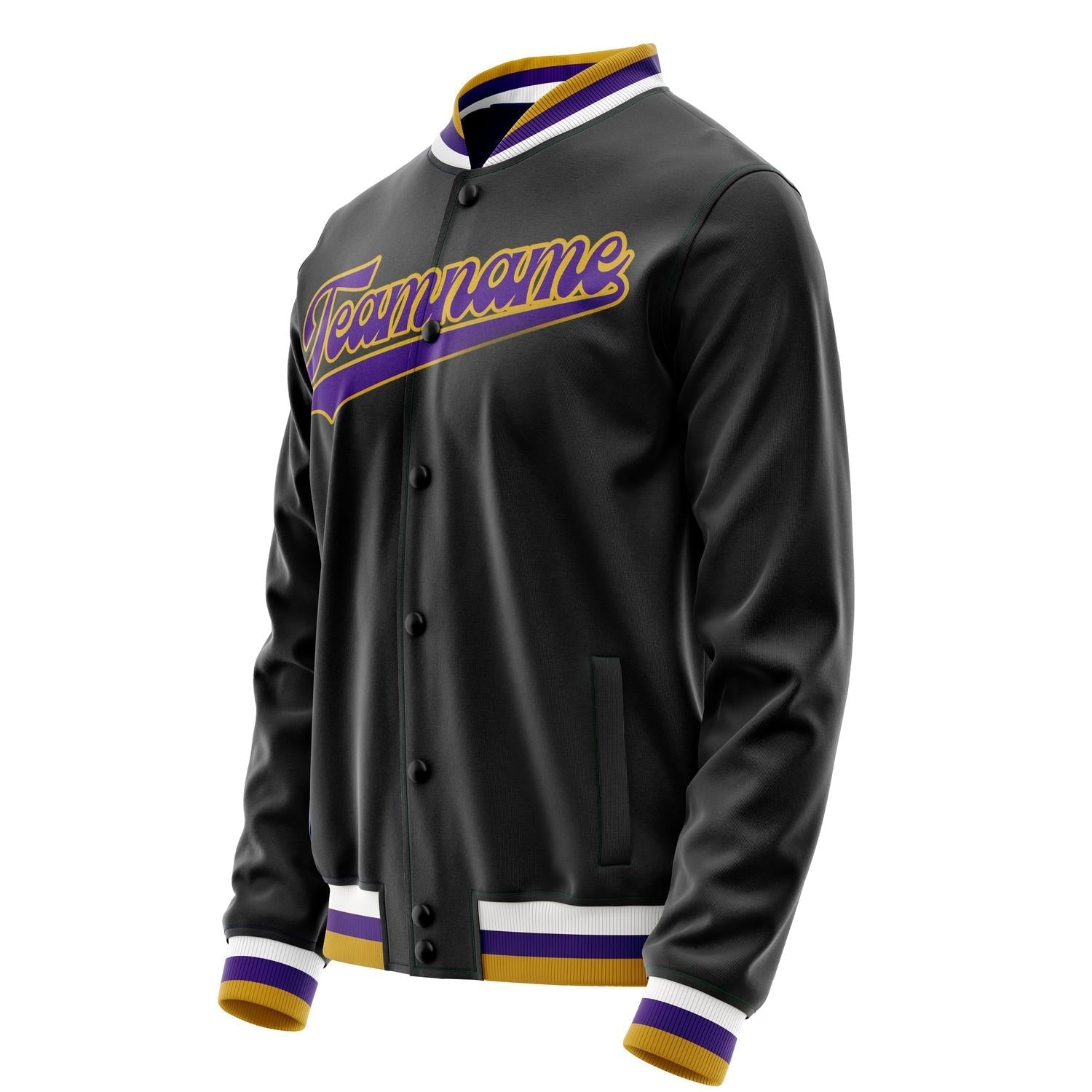 Custom Black Purple Solid Color Varsity Letterman Jacket JA02240617XF024