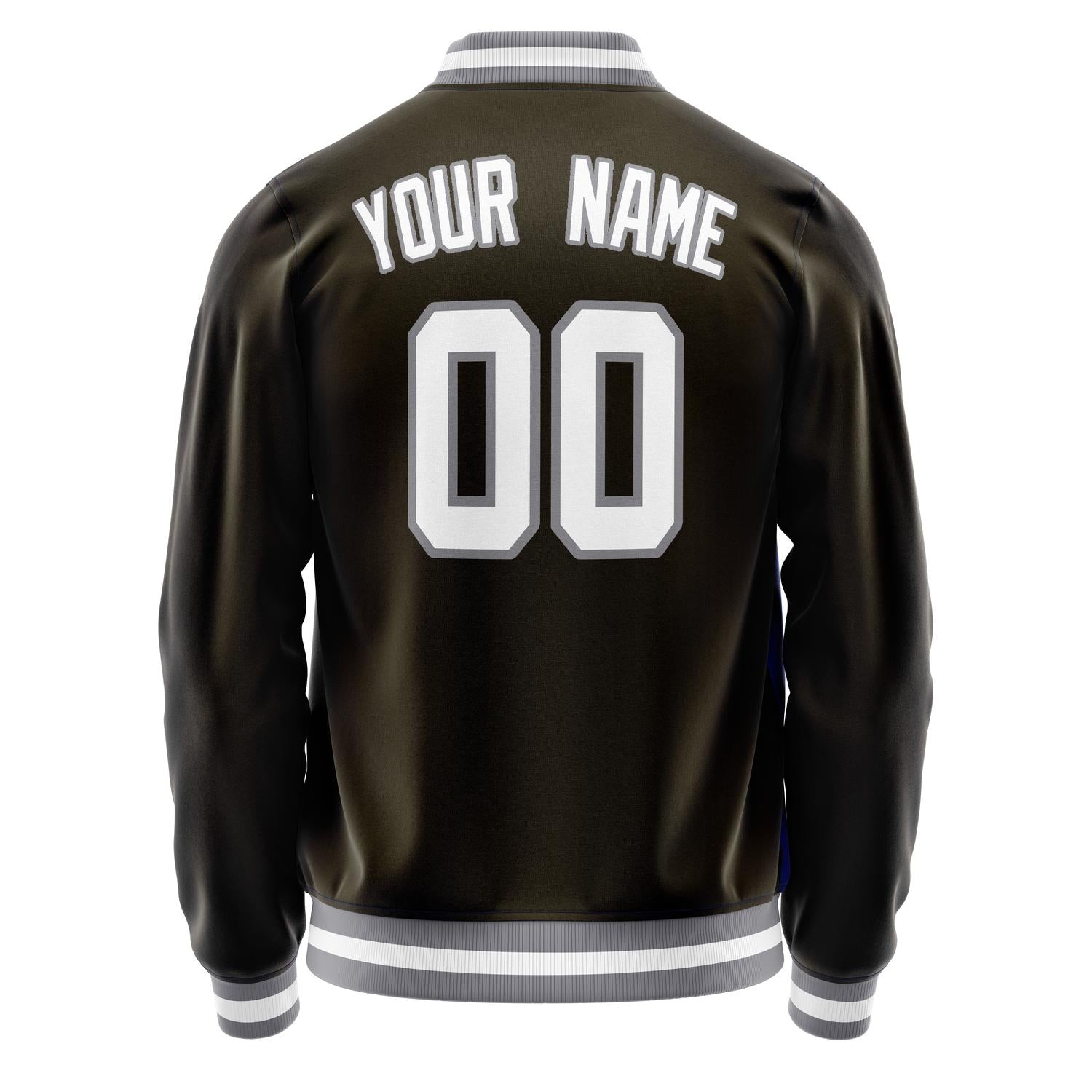 Custom Brown White Solid Color Varsity Letterman Jacket JA02240617XF062