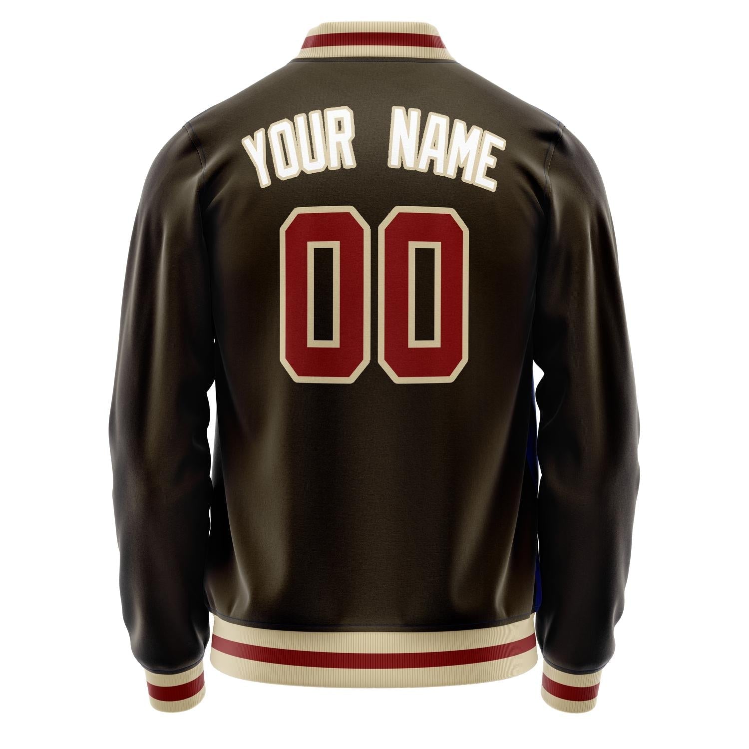 Custom Brown White Solid Color Varsity Letterman Jacket JA02240617XF065