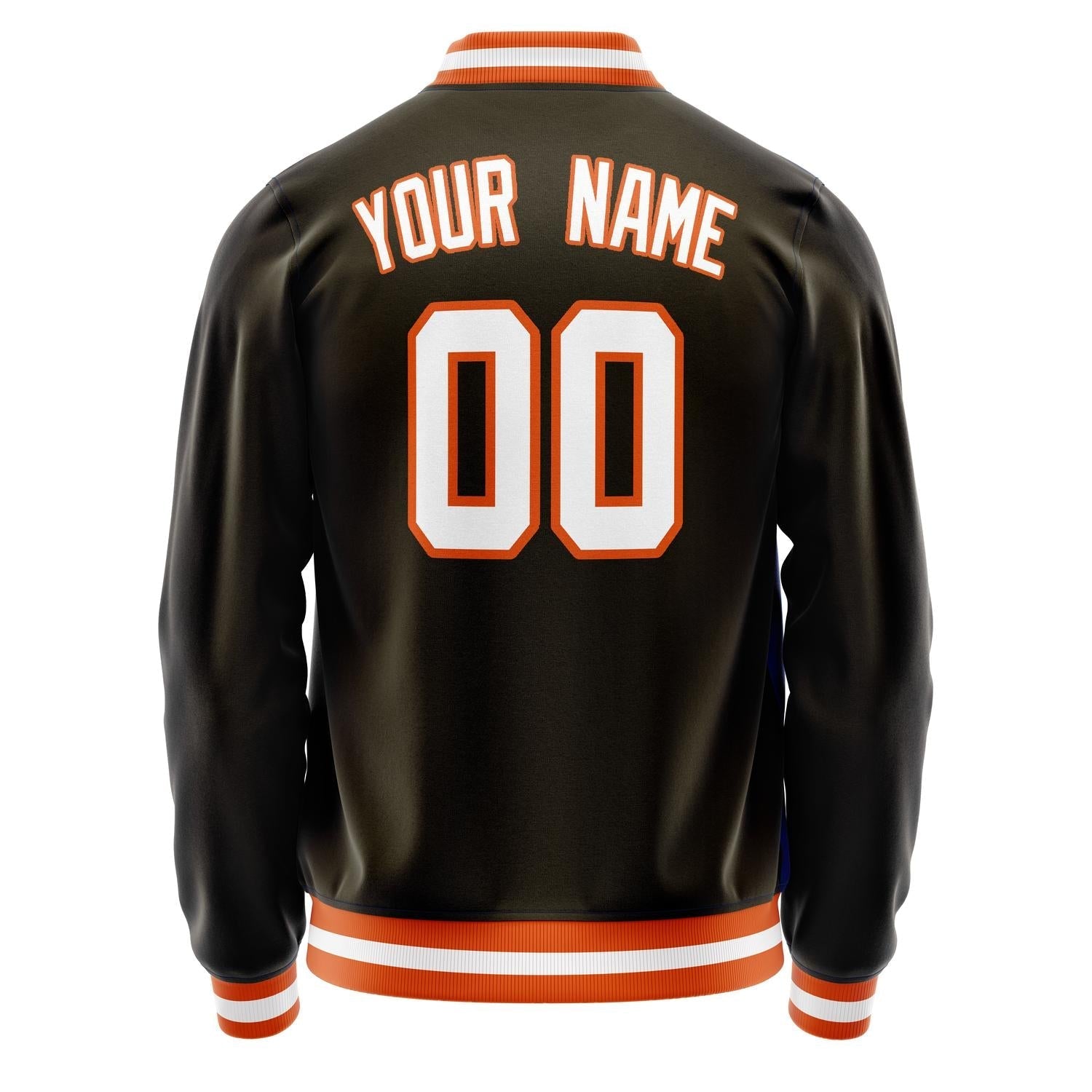 Custom Brown White Solid Color Varsity Letterman Jacket JA02240617XF067