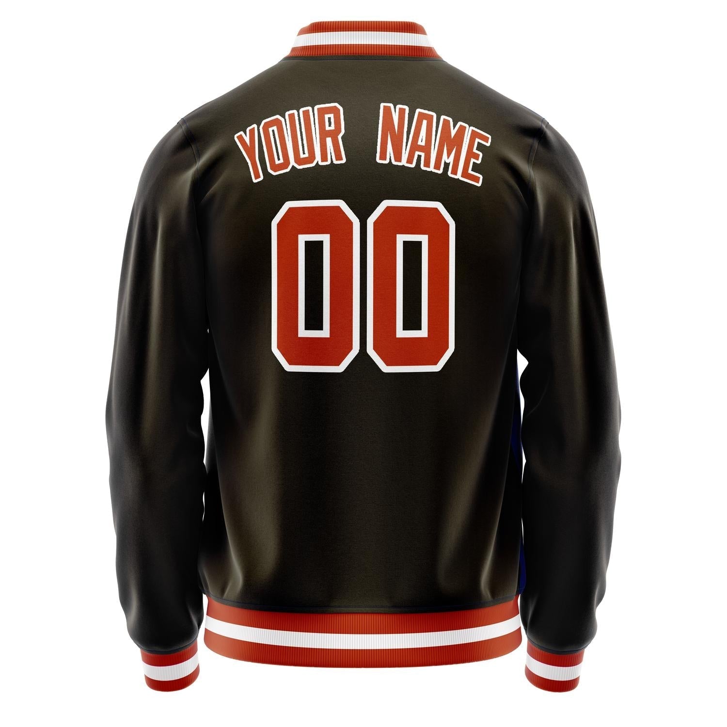Custom Brown Orange Solid Color Varsity Letterman Jacket JA02240617XF083