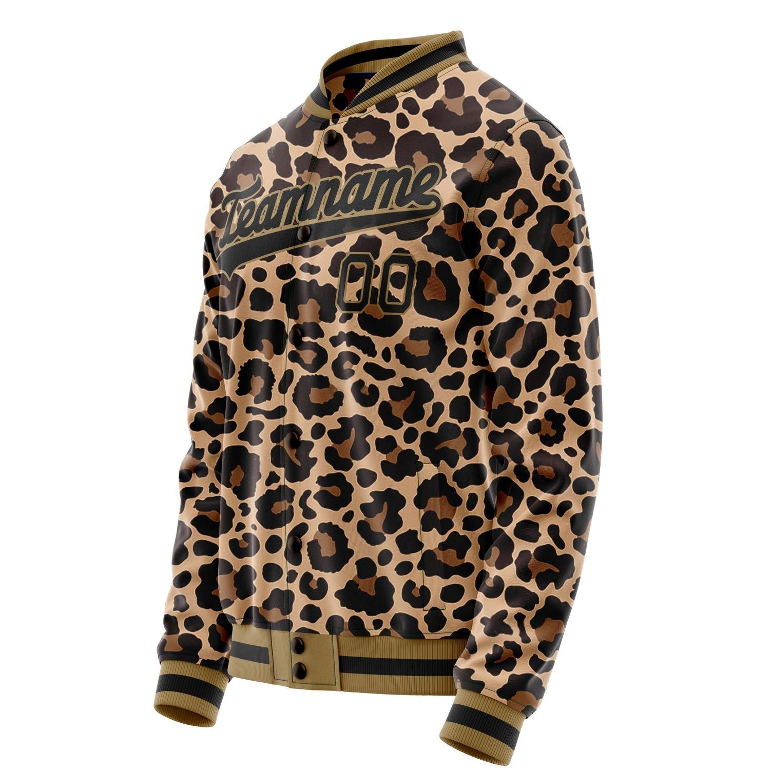 Custom Brown Black Leopard 3D Varsity Letterman Jacket JA02240617XF086