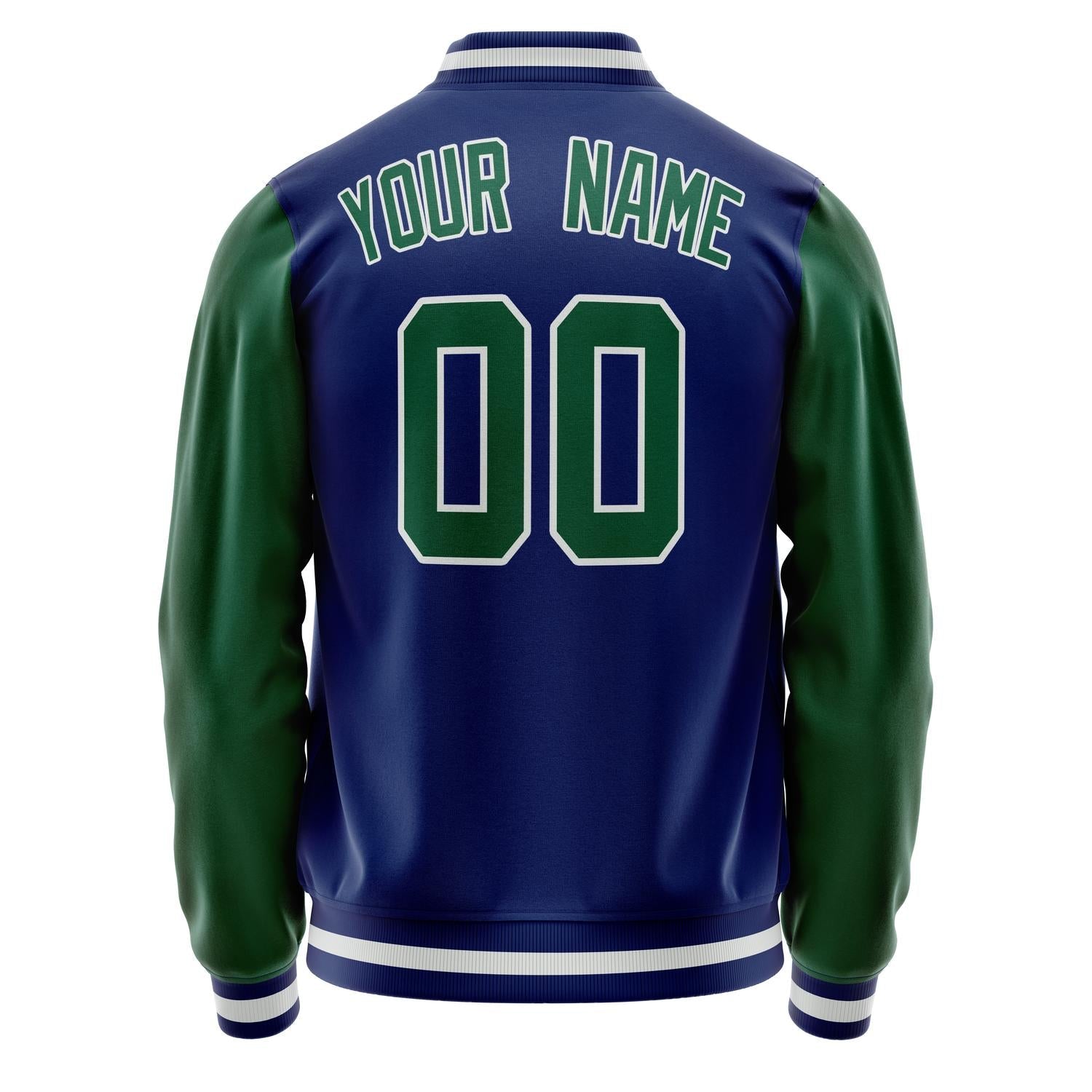 Custom Royal Kelly-Green Solid Color Varsity Letterman Jacket JA02240617XF539