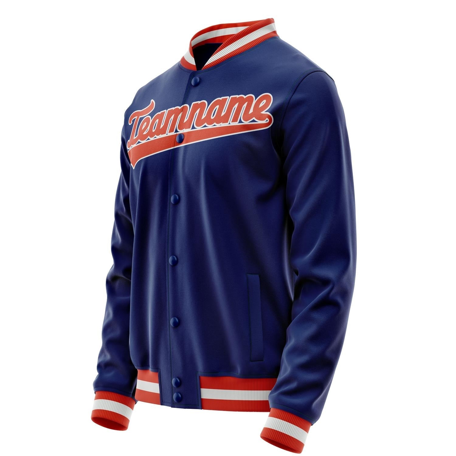 Custom Royal Orange Solid Color Varsity Letterman Jacket JA02240617XF540