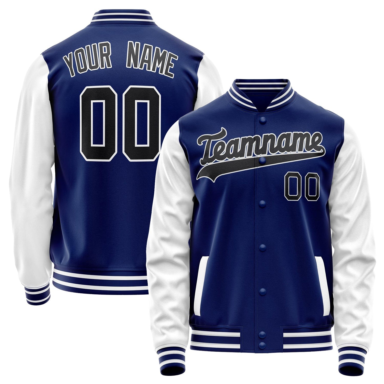 Custom Royal White Solid Color Varsity Letterman Jacket JA02240617XF542