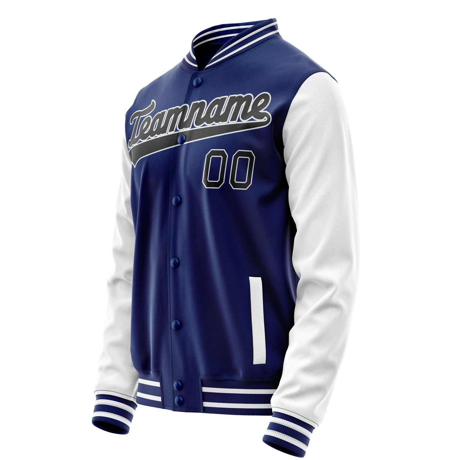 Custom Royal White Solid Color Varsity Letterman Jacket JA02240617XF542