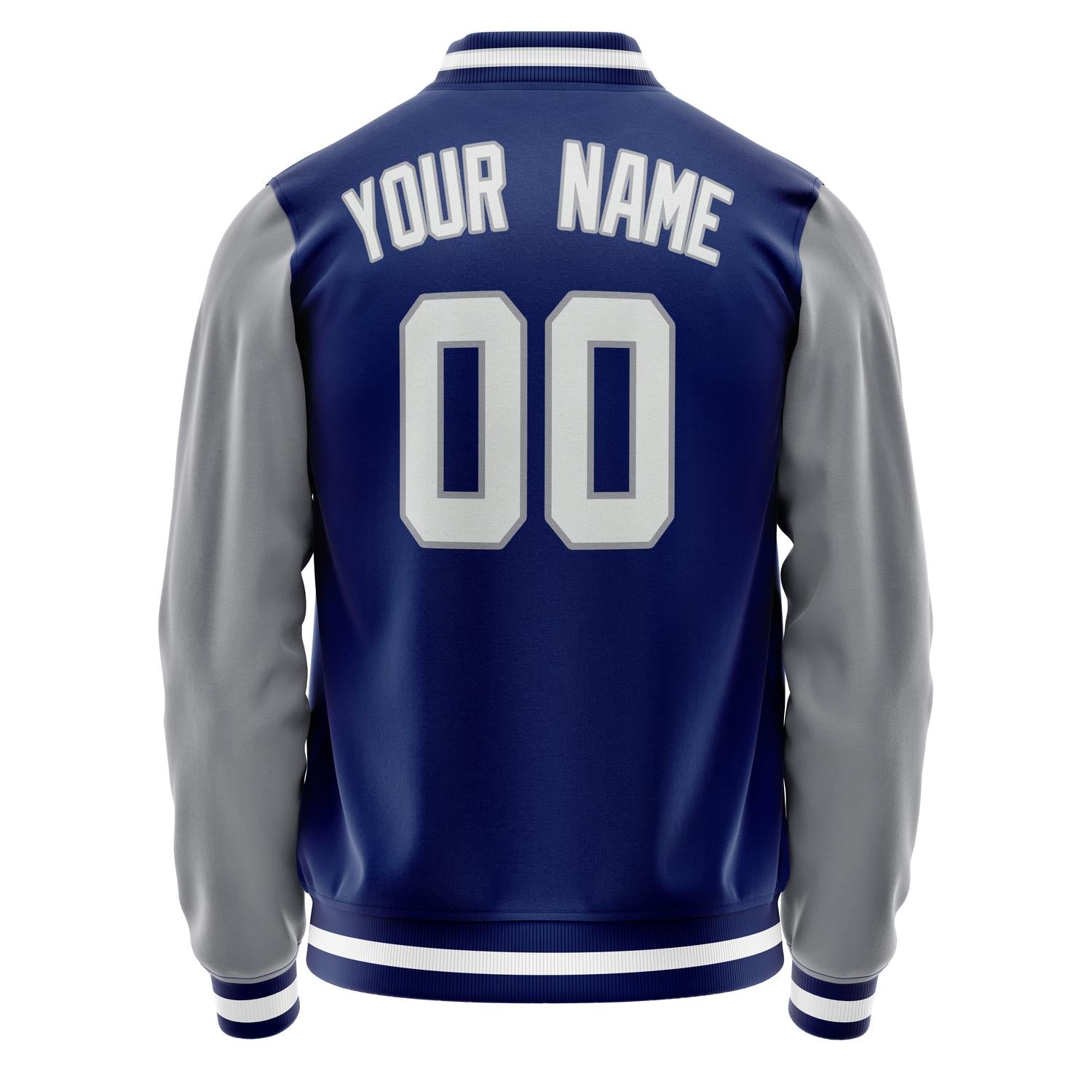 Custom Royal Gray Solid Color Varsity Letterman Jacket JA02240617XF543