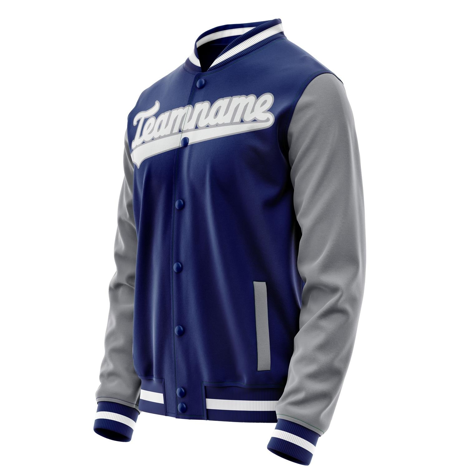 Custom Royal Gray Solid Color Varsity Letterman Jacket JA02240617XF543