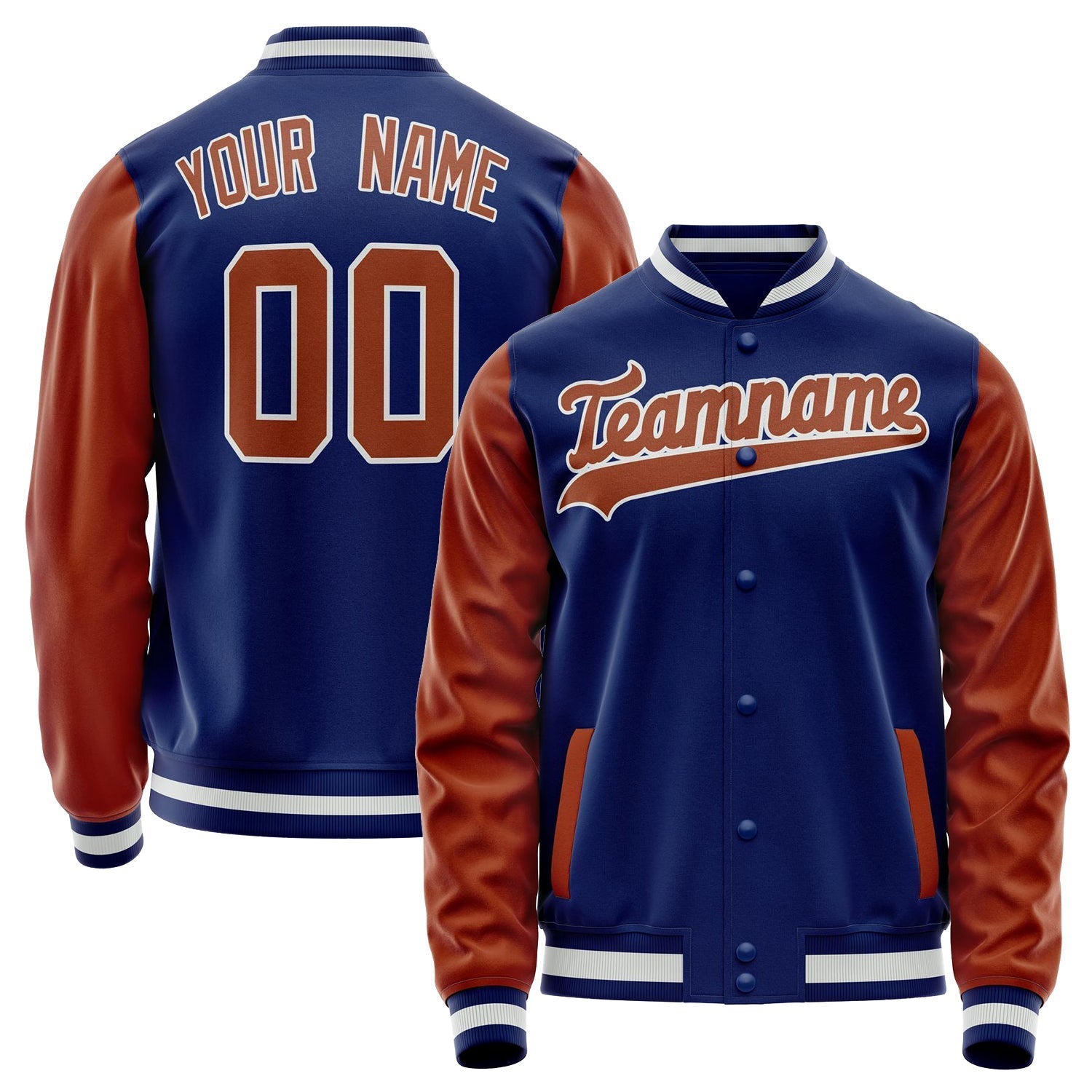 Custom Royal Brown Solid Color Varsity Letterman Jacket JA02240617XF544