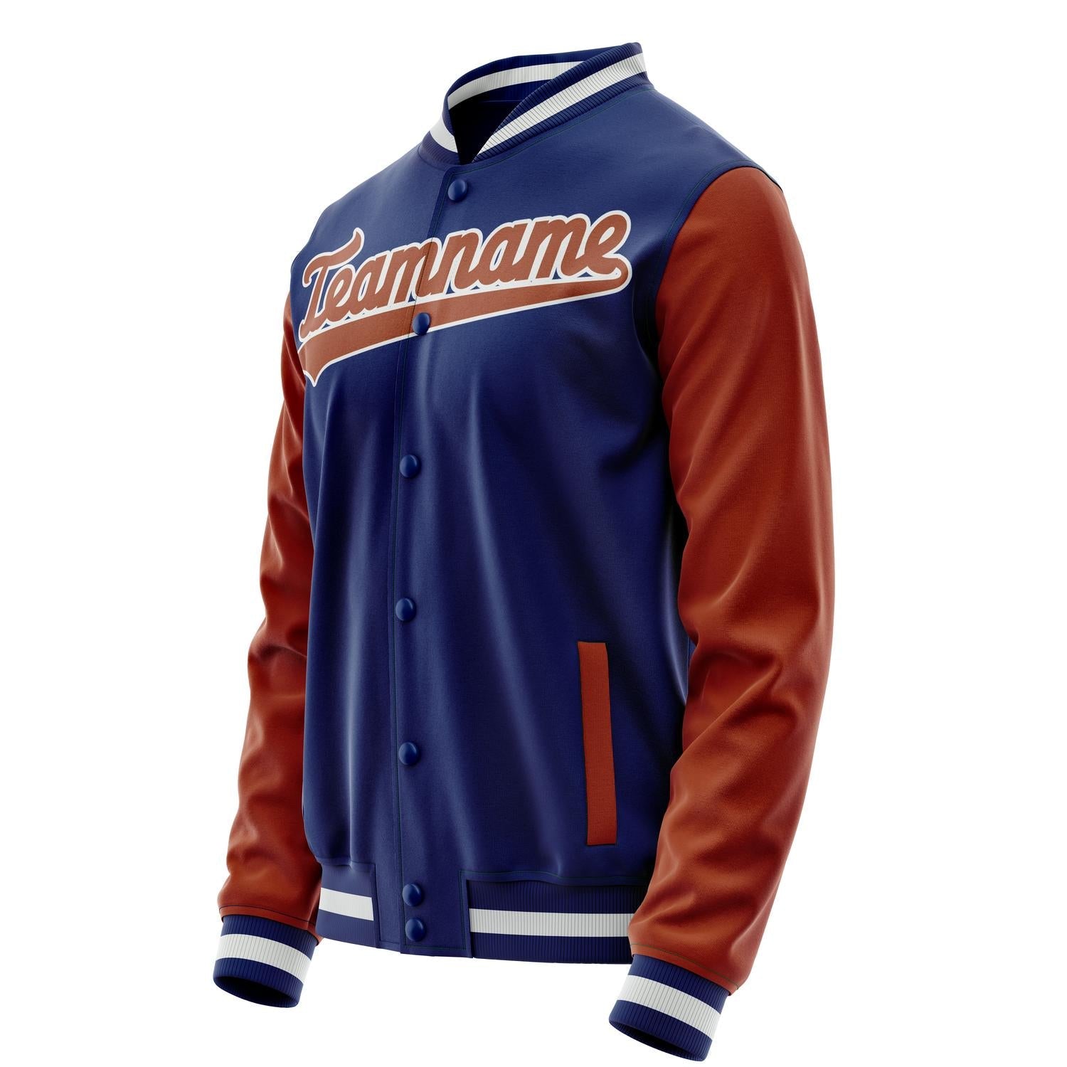 Custom Royal Brown Solid Color Varsity Letterman Jacket JA02240617XF544